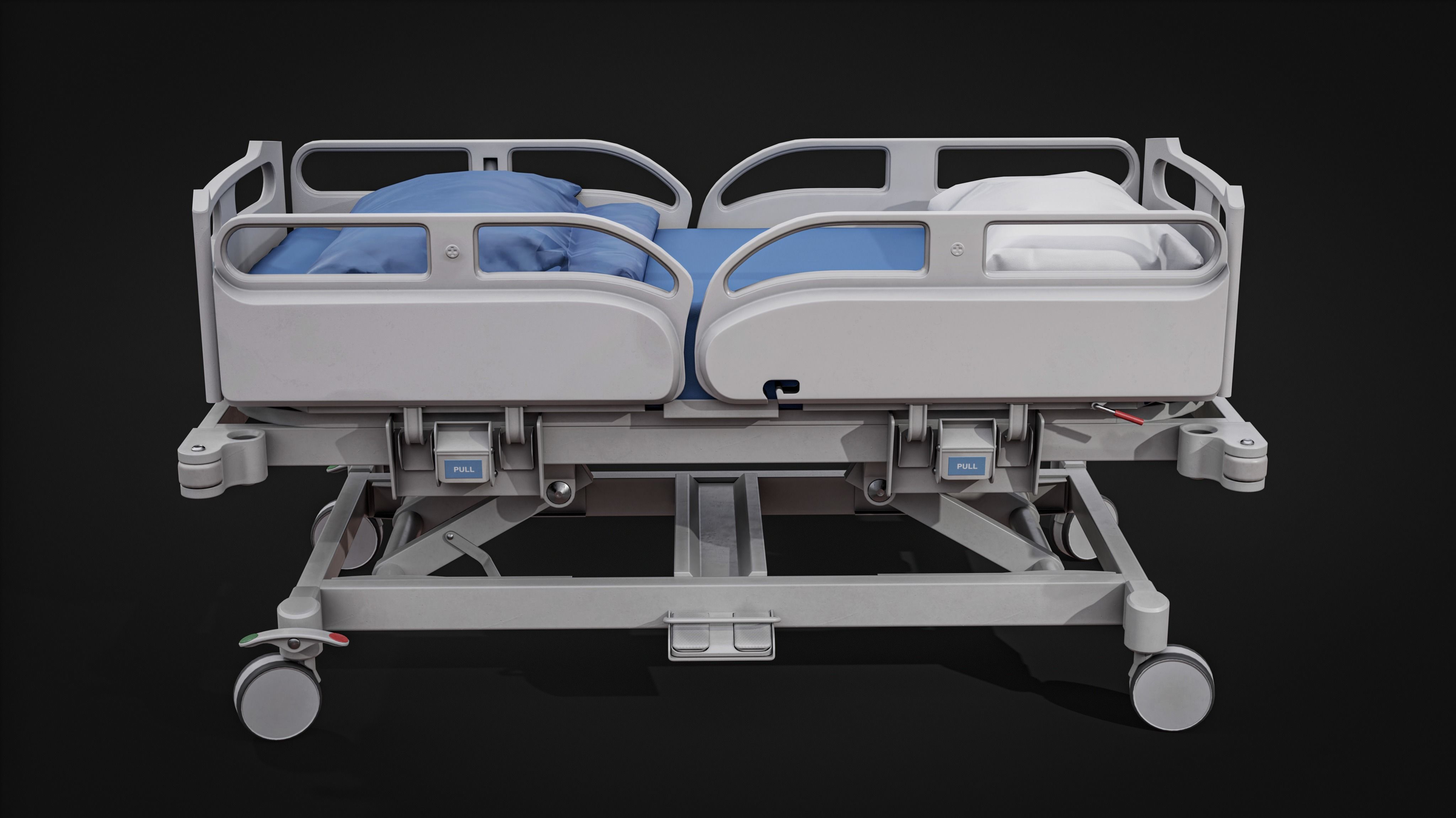 Hospital Bed Low-poly 3D model_5