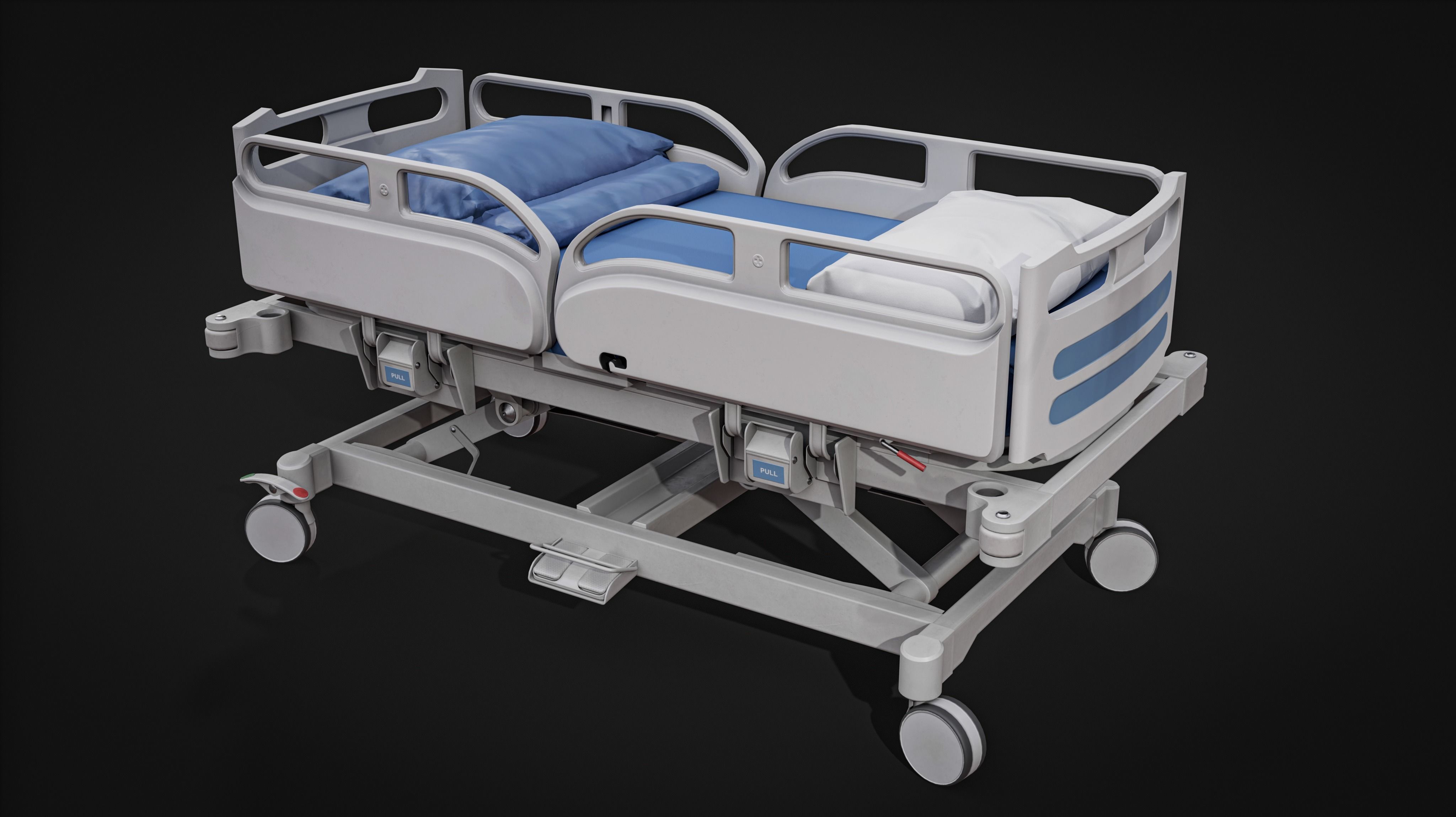 Hospital Bed Low-poly 3D model_4