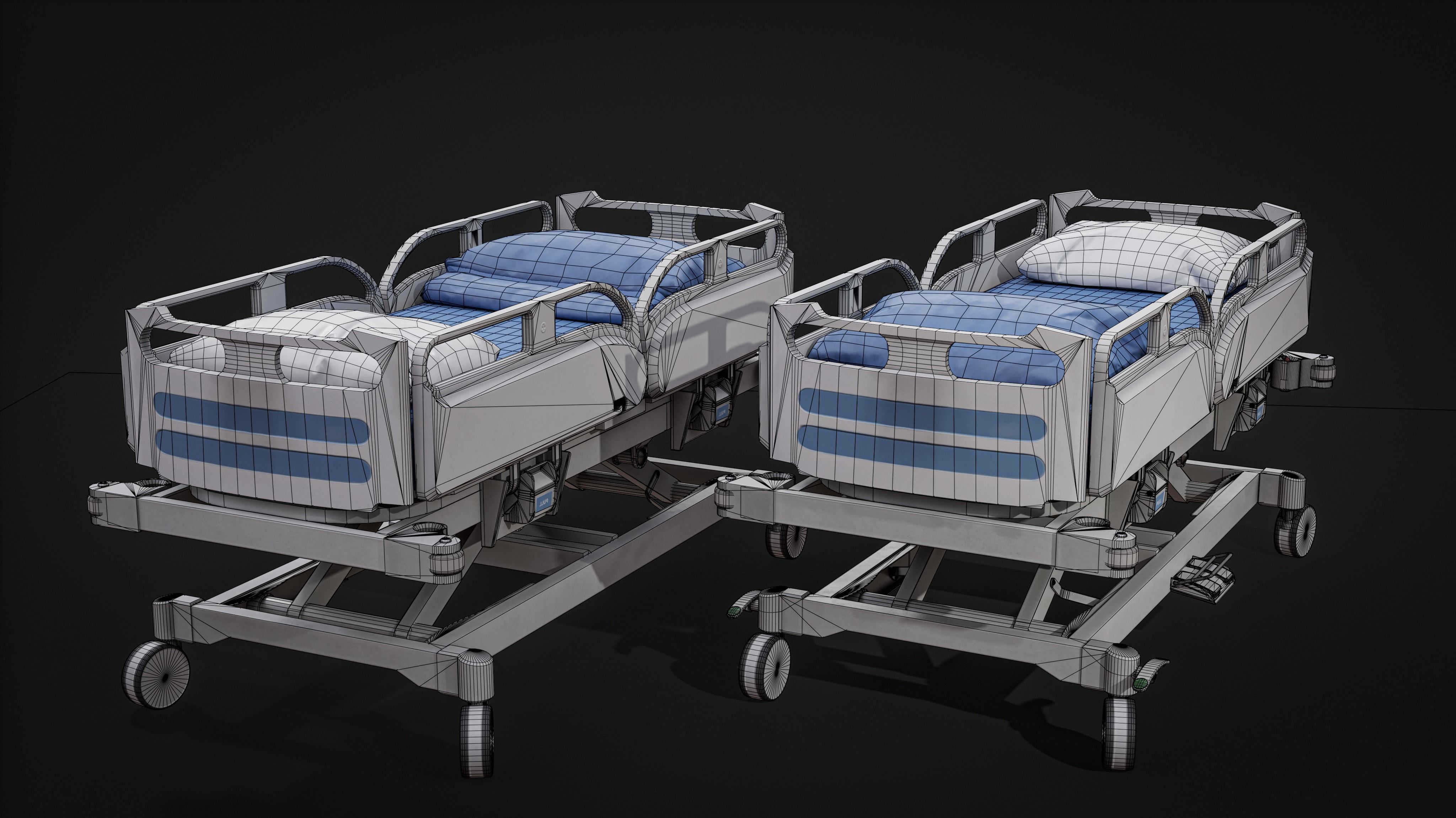 Hospital Bed Low-poly 3D model_6