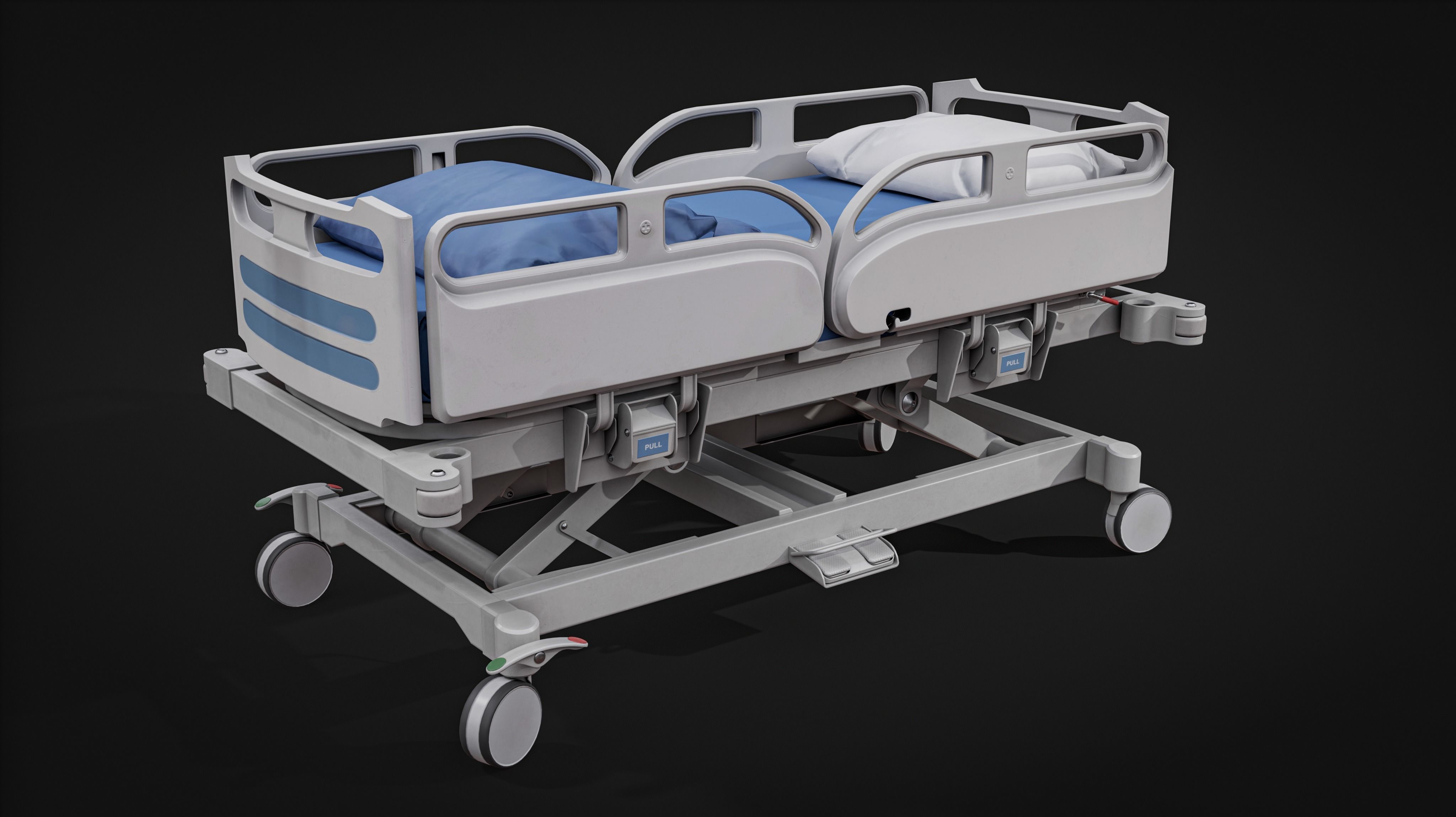 Hospital Bed Low-poly 3D model_3