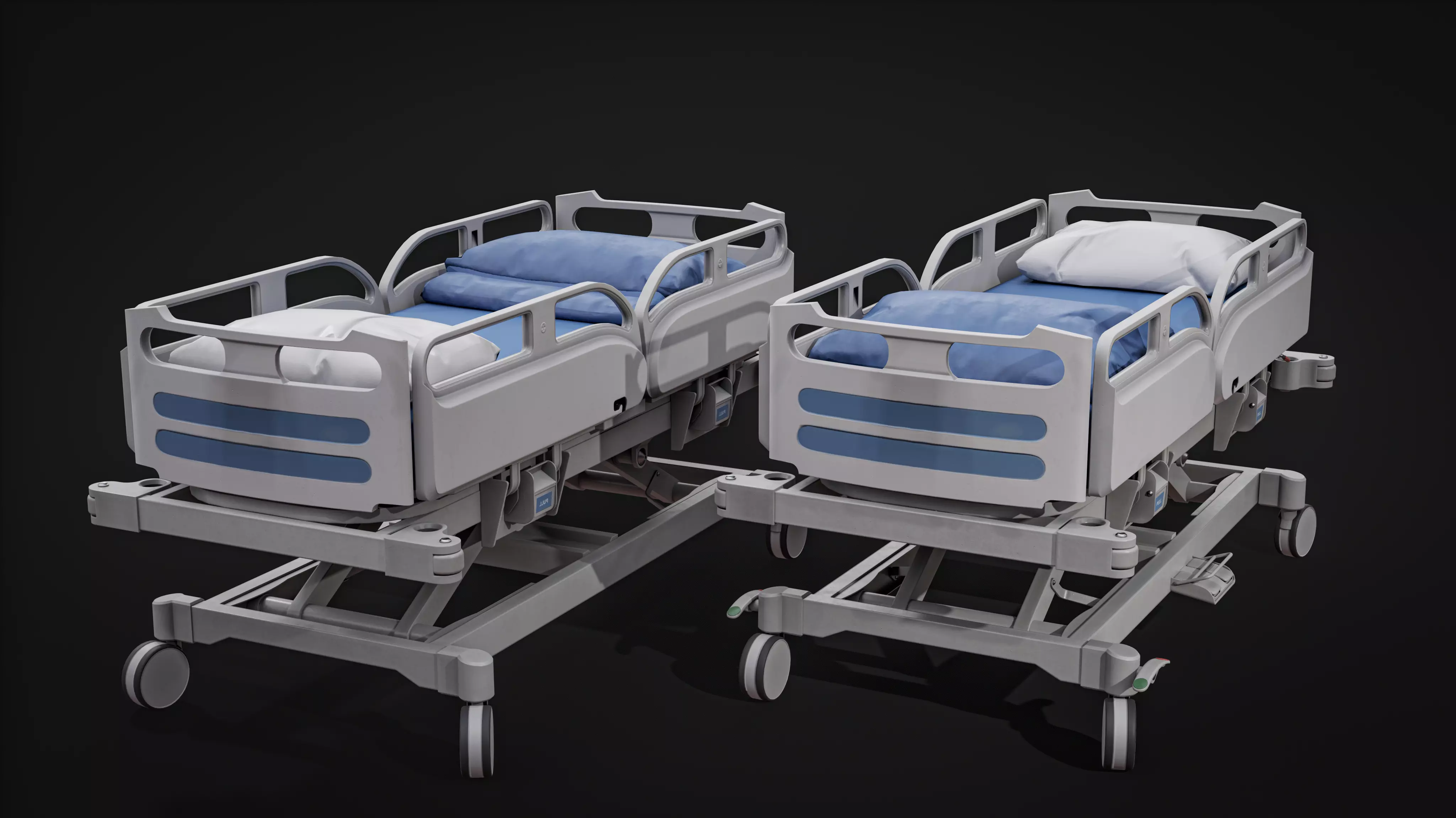 Hospital Bed Low-poly 3D model_0