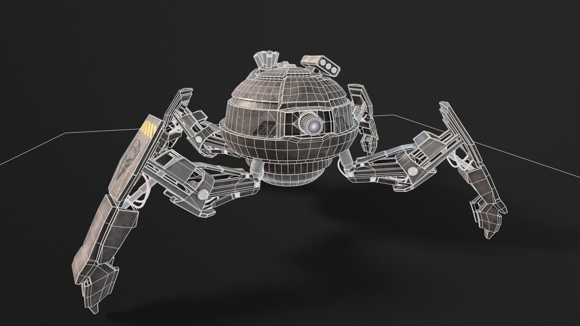 Quadrupedal Drone Low-poly 3D model_3