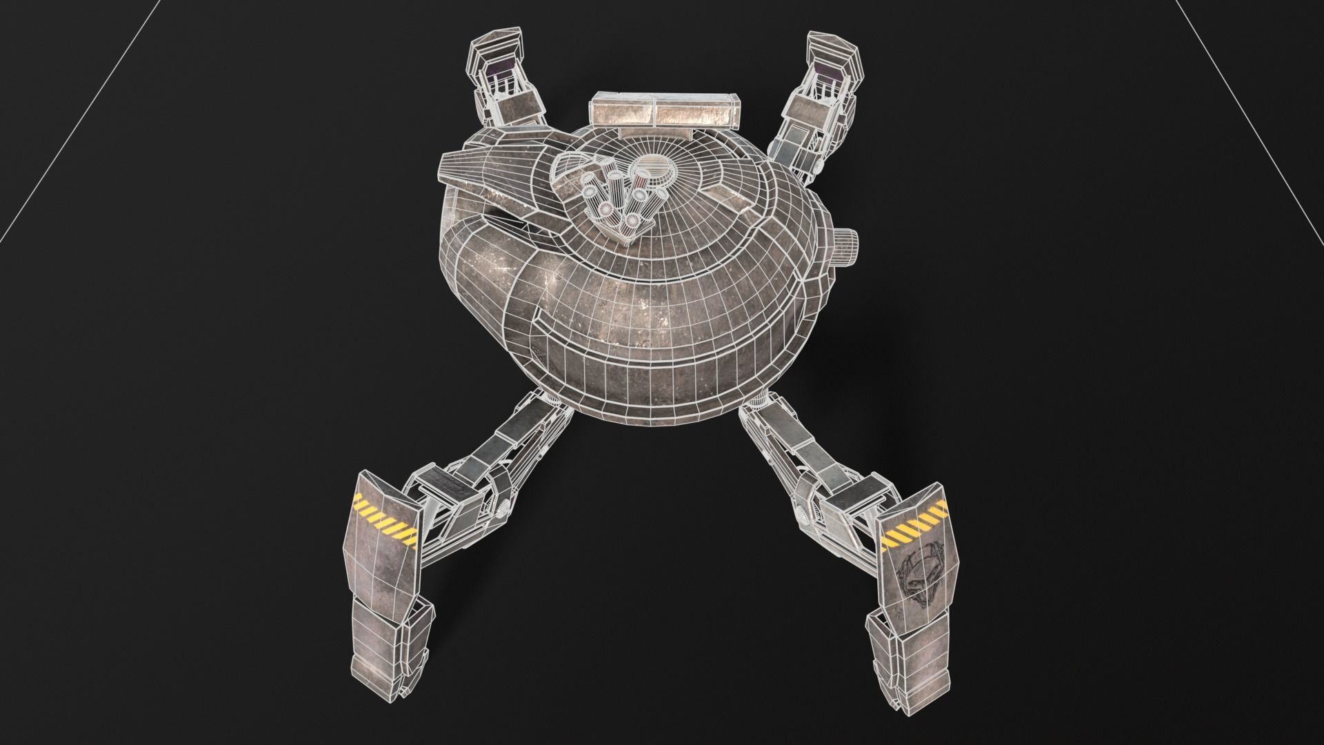 Quadrupedal Drone Low-poly 3D model_11