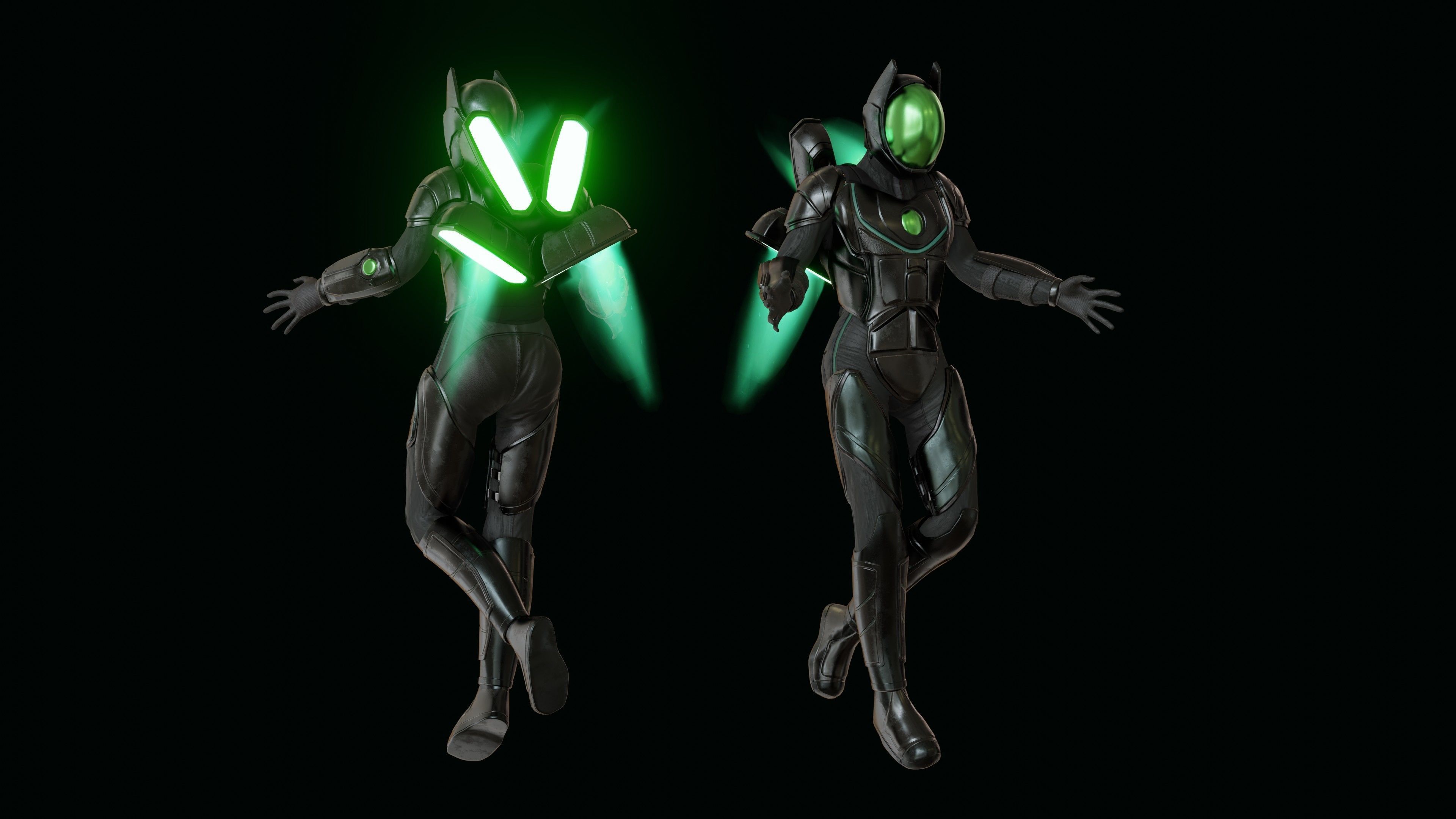 fly fighter Low-poly 3D model_1