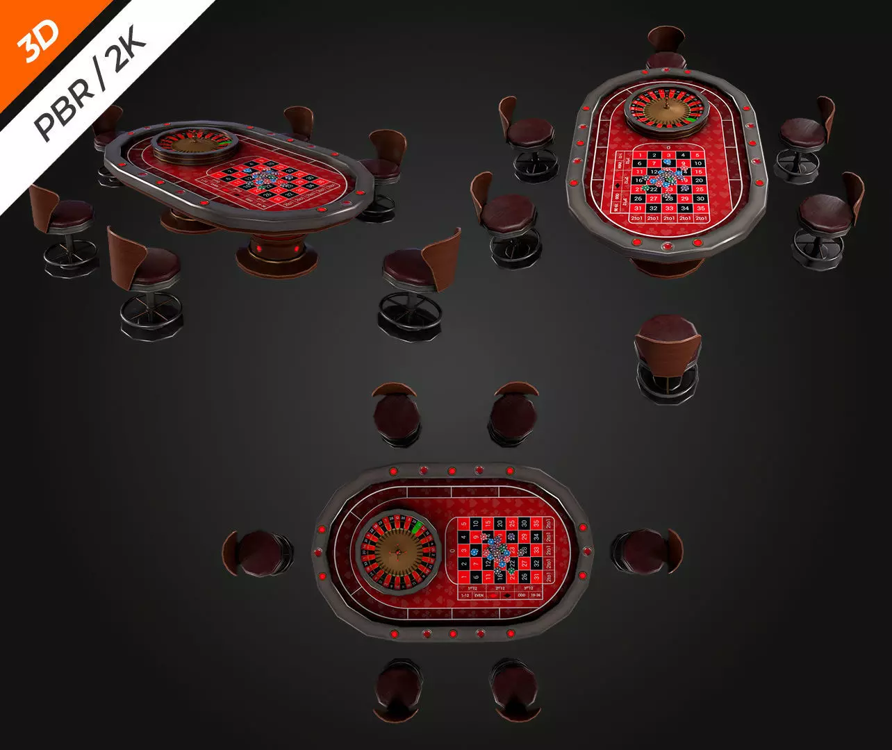 Roulette Table Low-poly 3D model_9