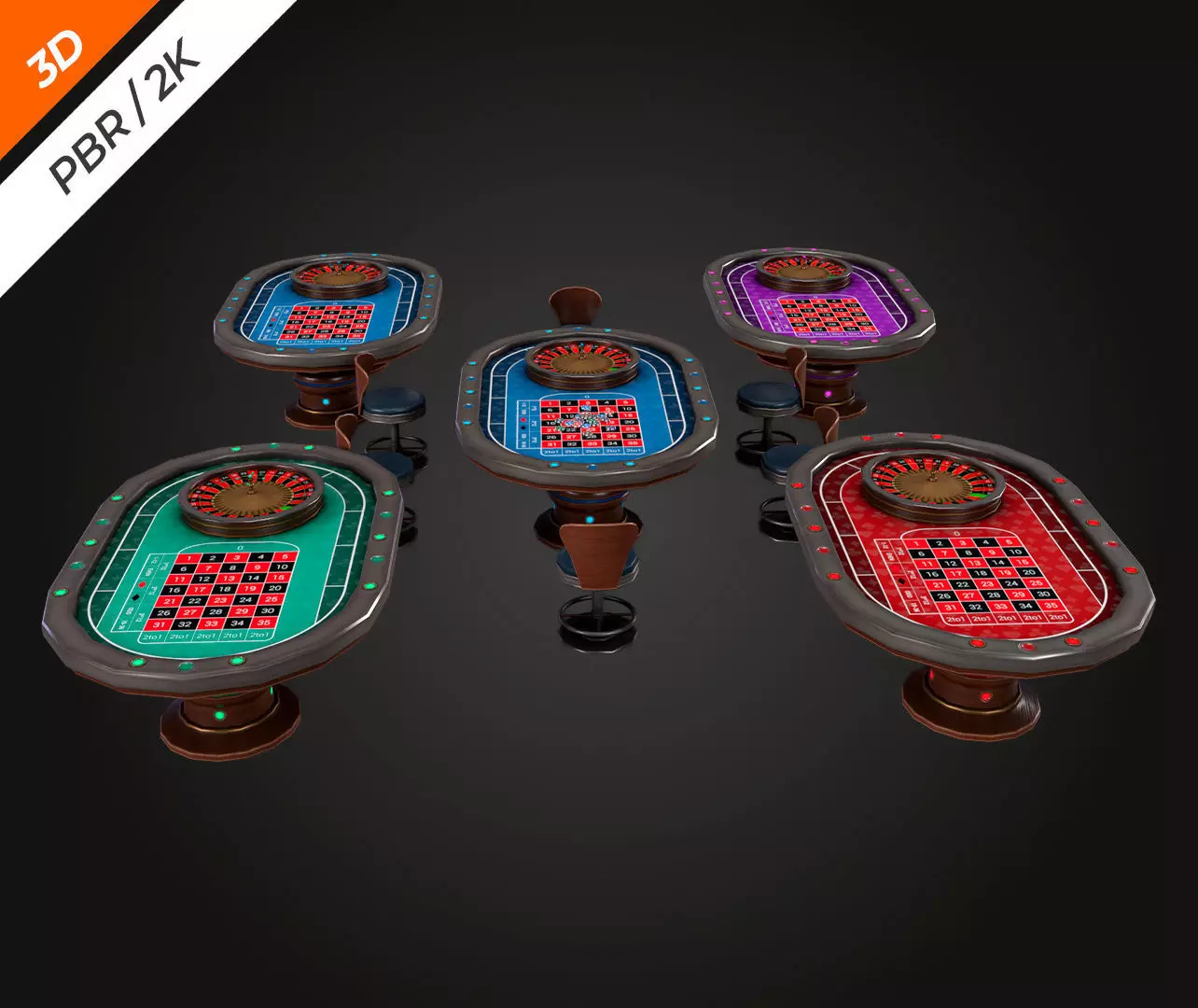 Roulette Table Low-poly 3D model_12