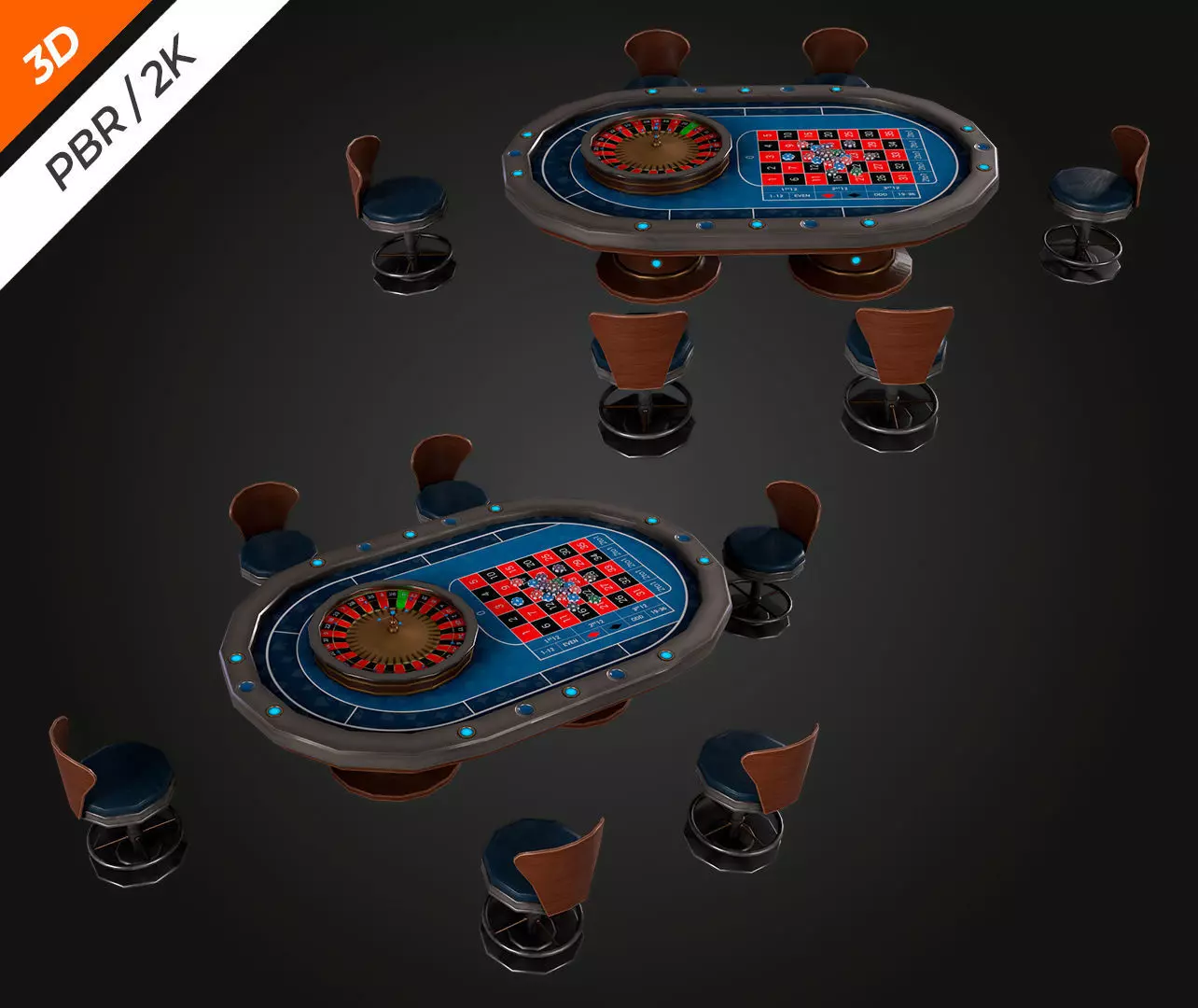 Roulette Table Low-poly 3D model_2