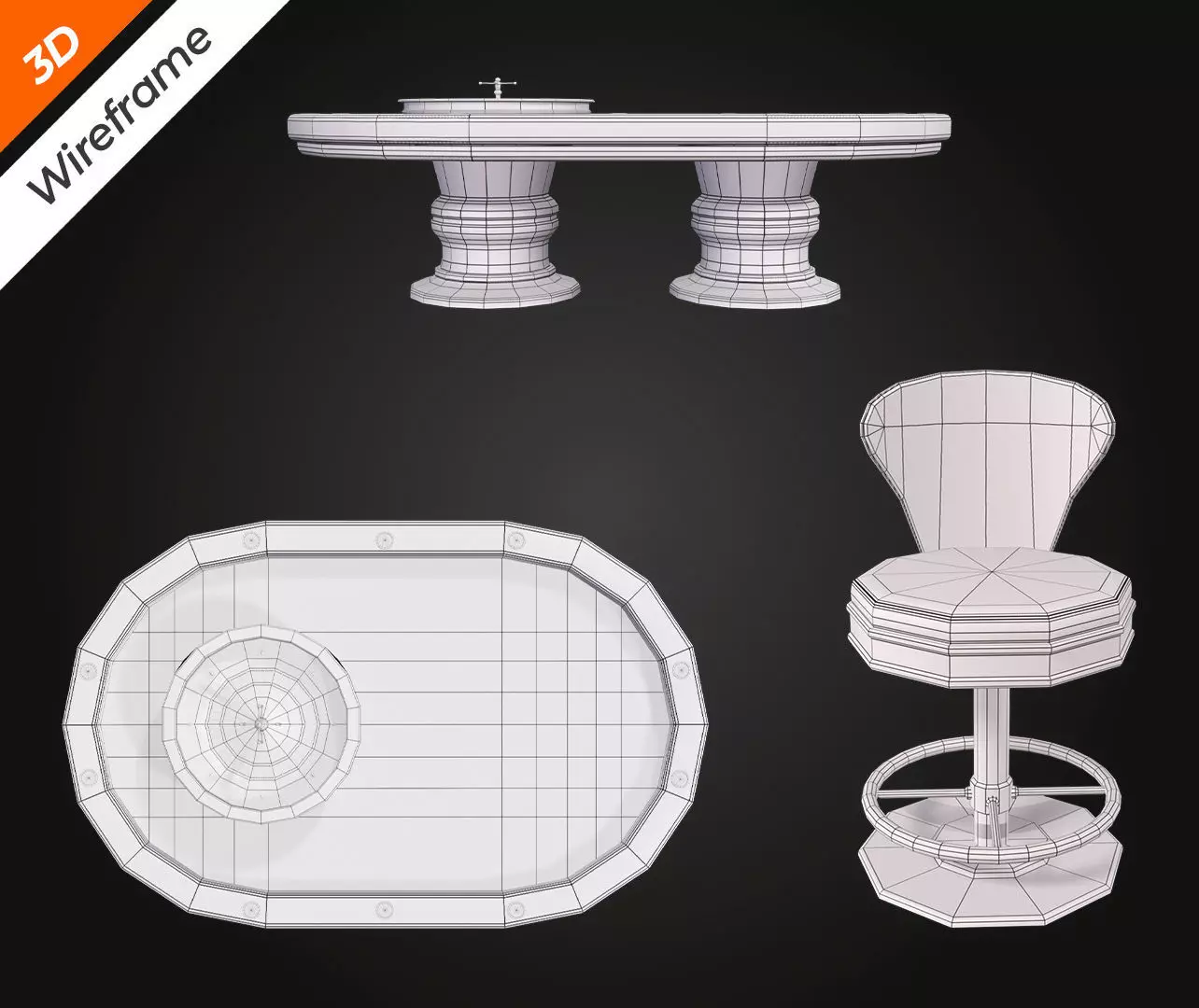 Roulette Table Low-poly 3D model_13