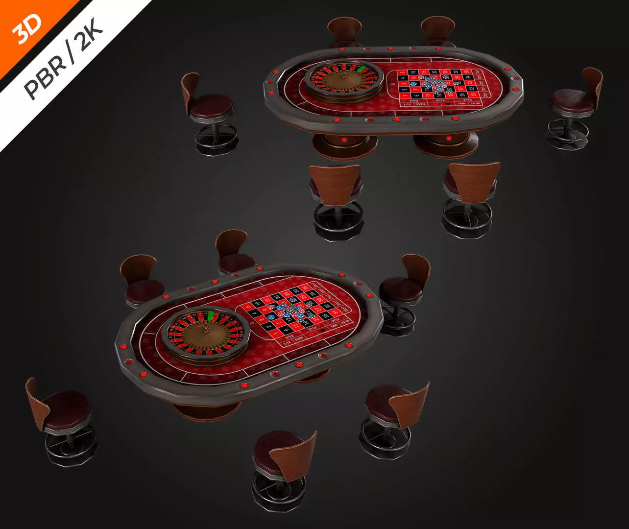 Roulette Table Low-poly 3D model_5