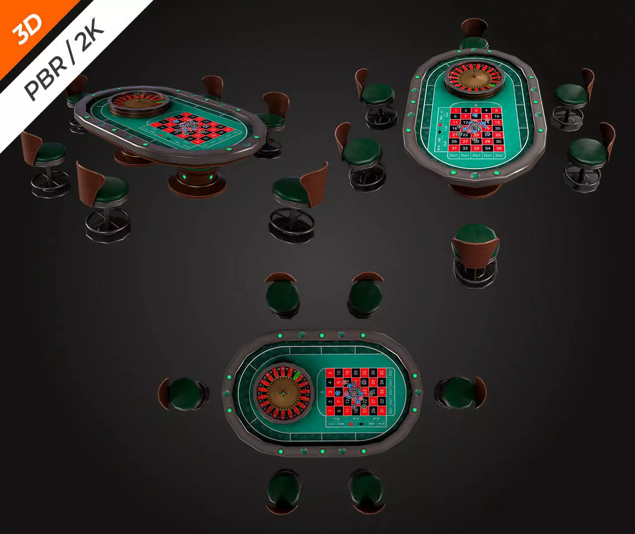 Roulette Table Low-poly 3D model_7
