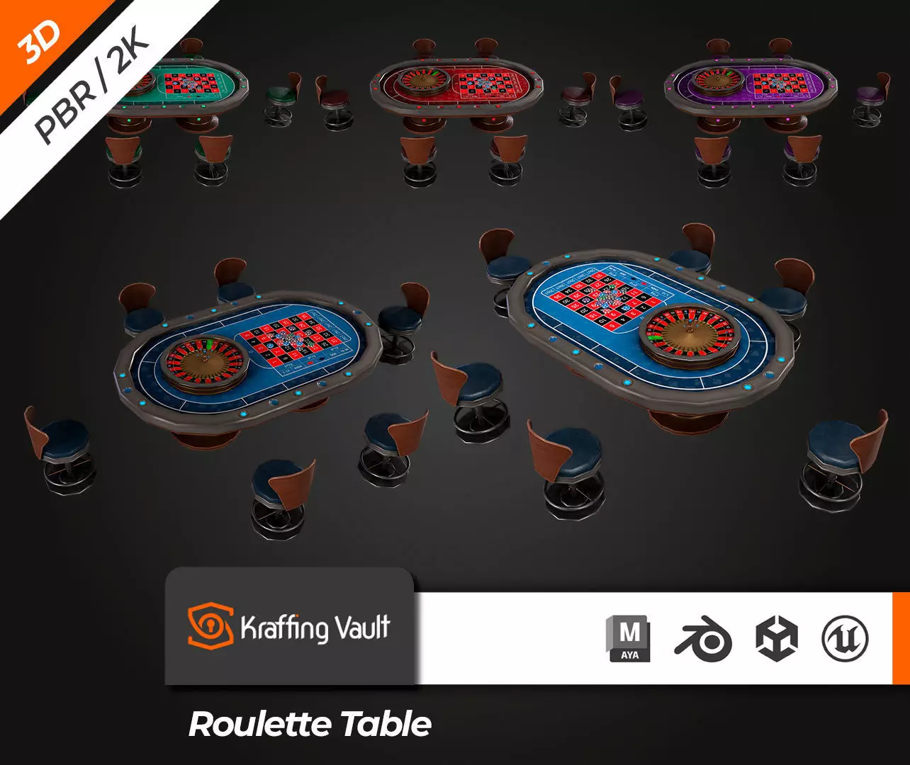 Roulette Table Low-poly 3D model_0