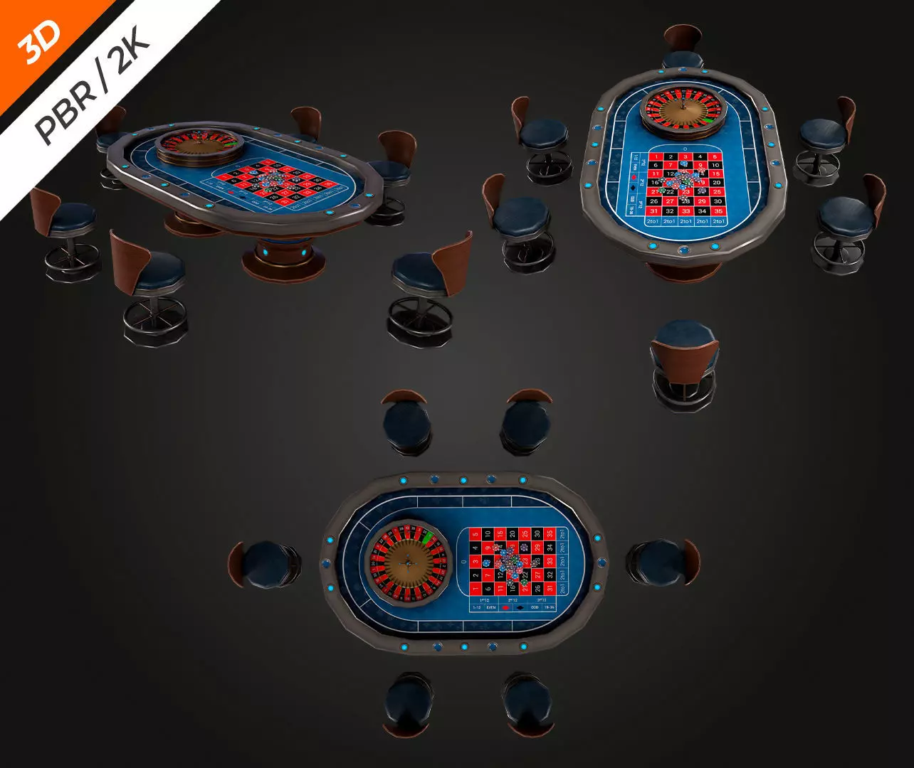 Roulette Table Low-poly 3D model_6