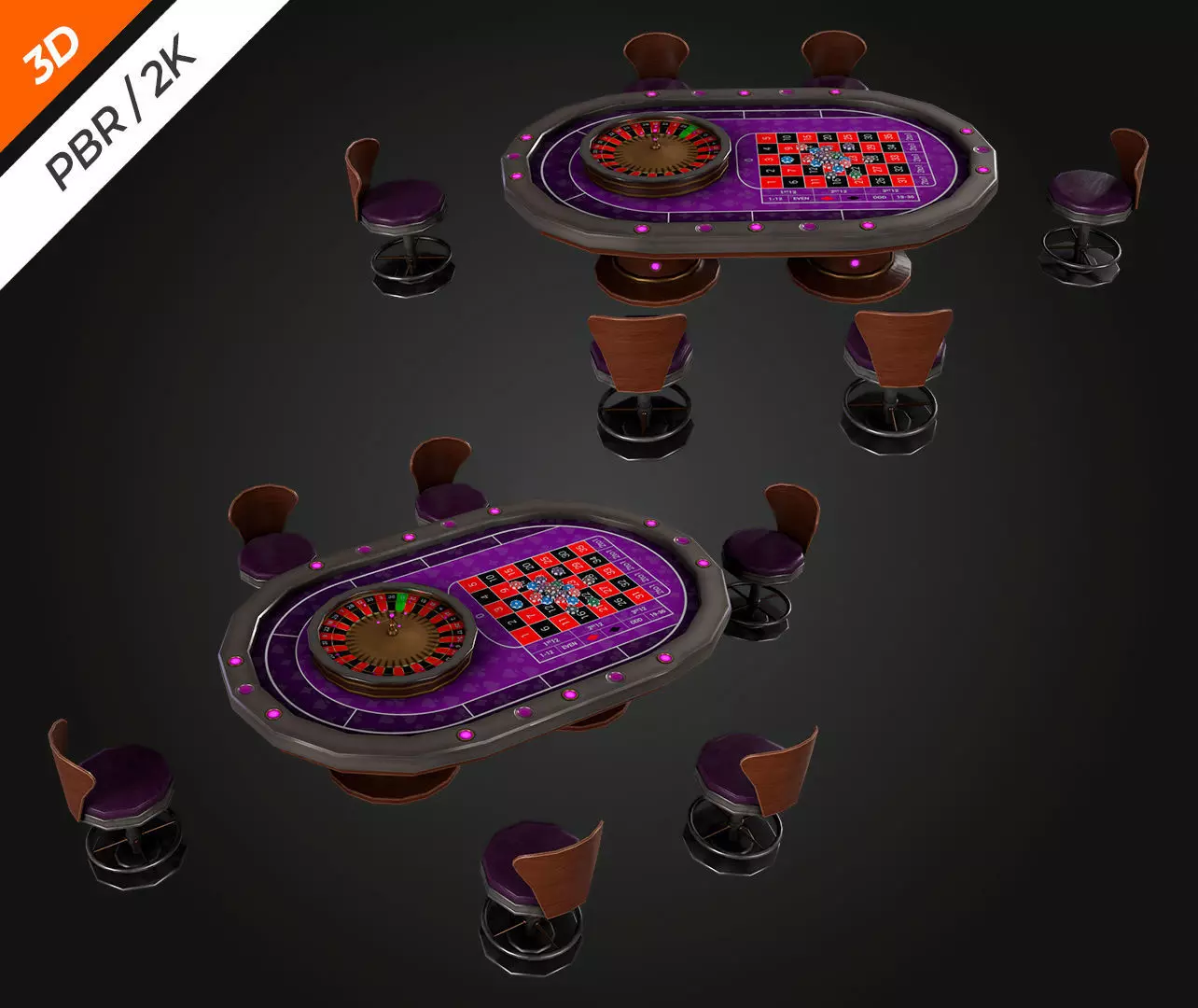 Roulette Table Low-poly 3D model_4