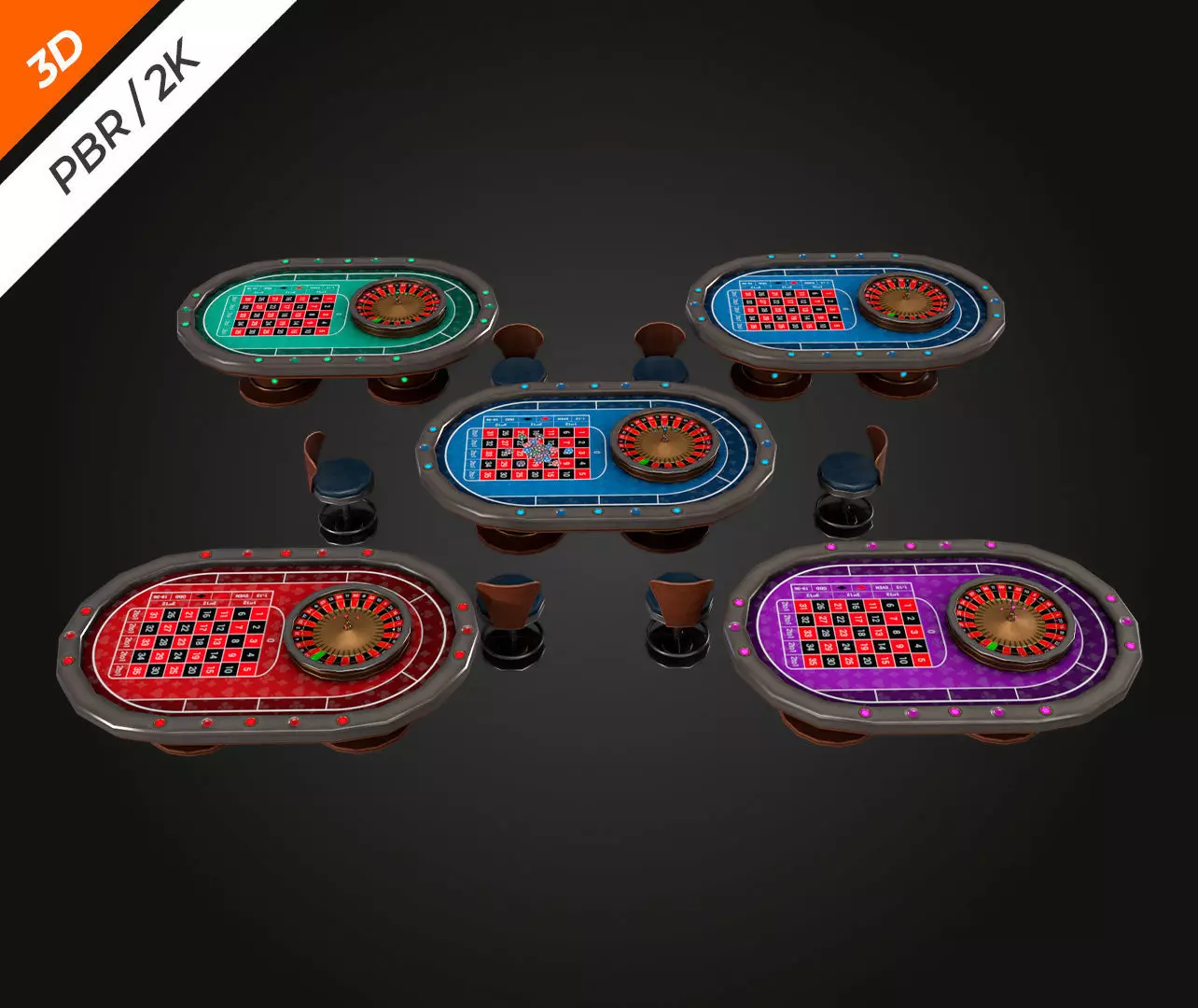 Roulette Table Low-poly 3D model_11