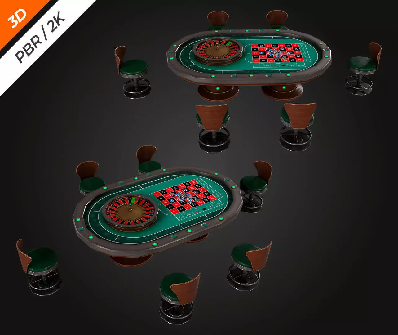Roulette Table Low-poly 3D model_3