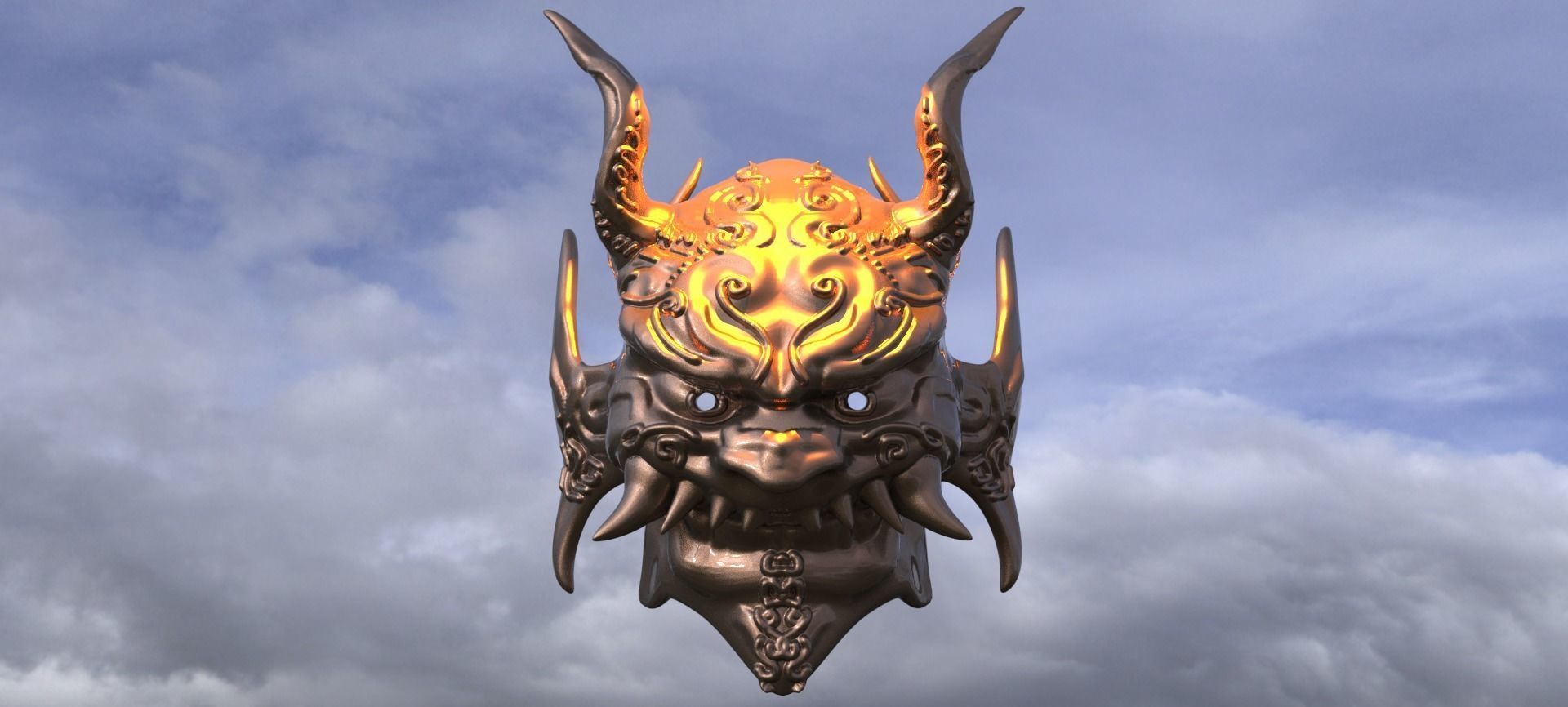 Samurai Dragon  mask 3D model_1
