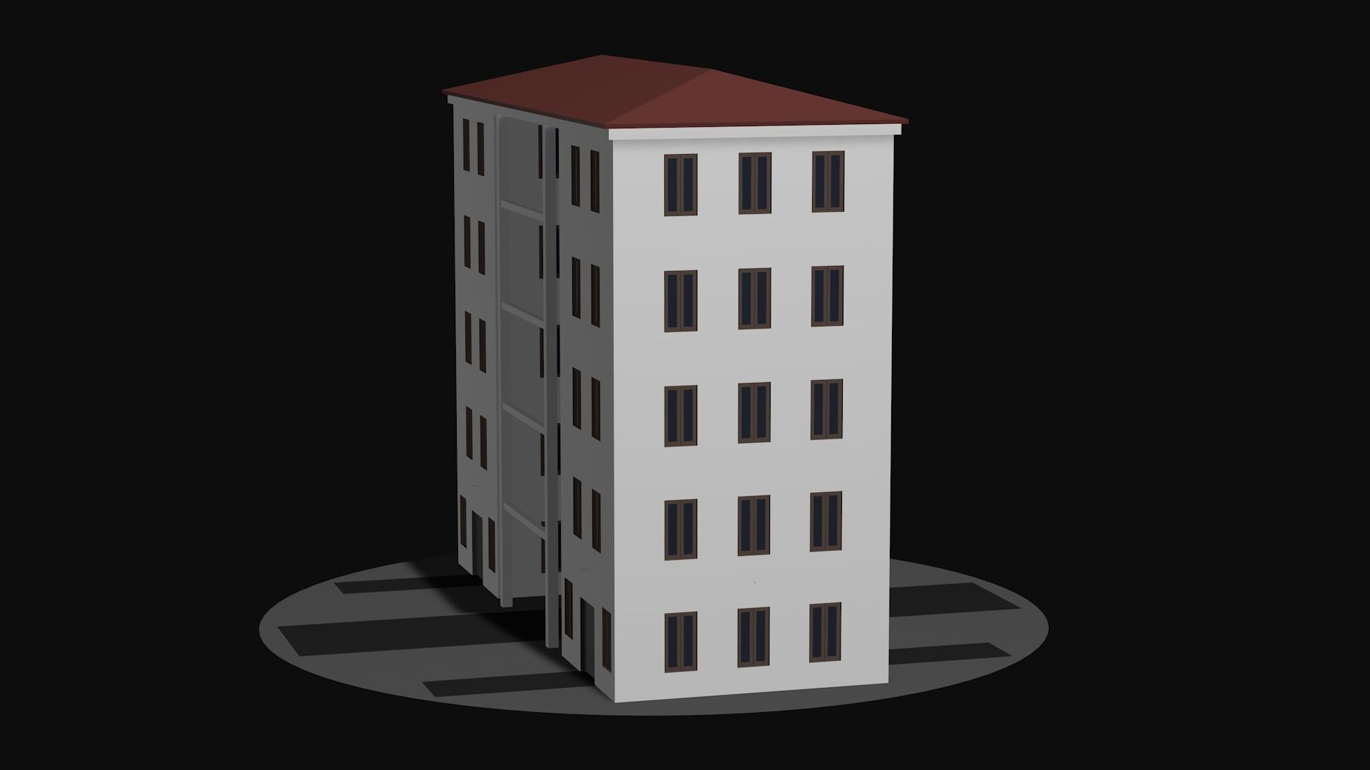 Residential urban building v1 Low-poly 3D model_2