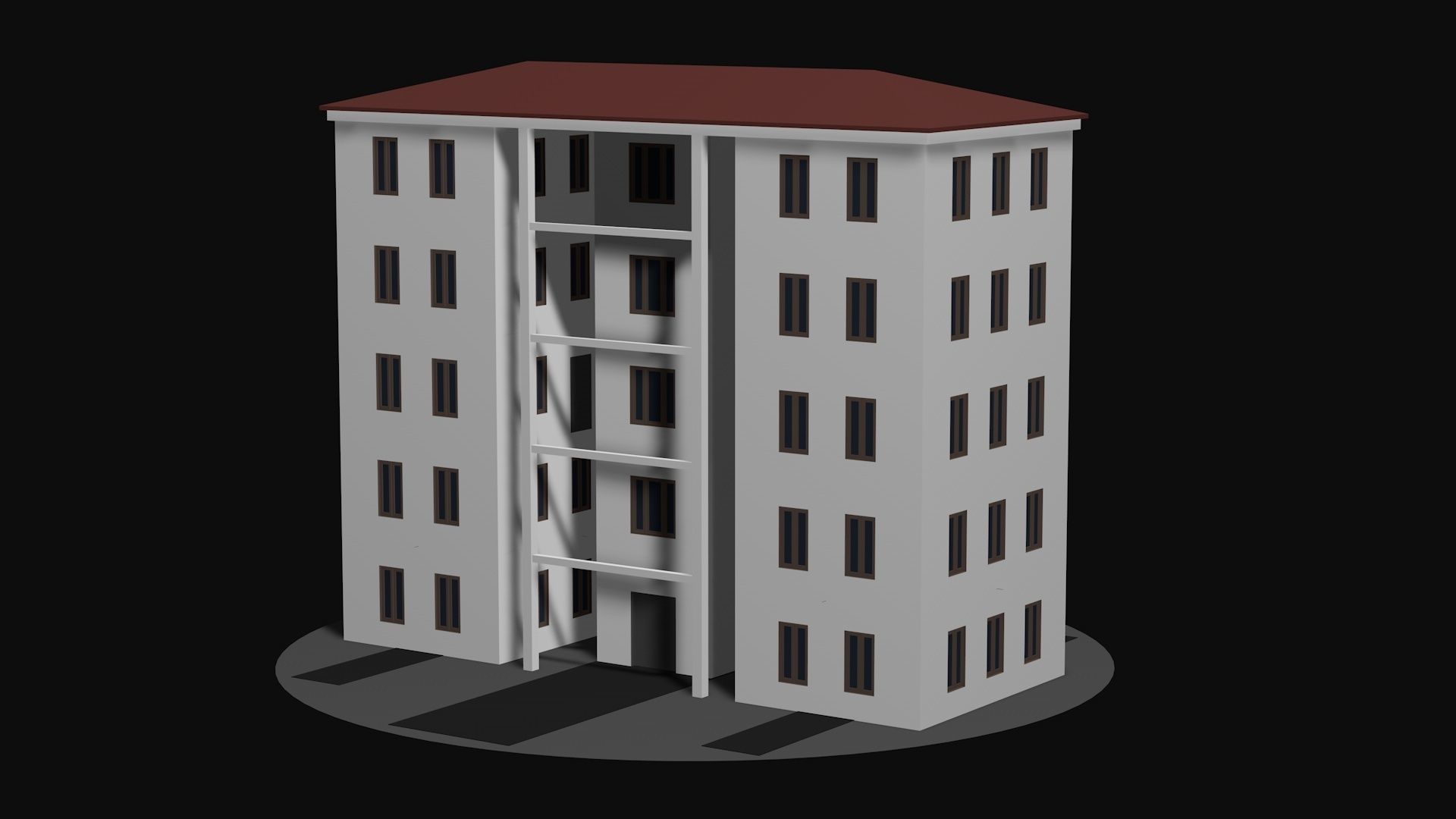 Residential urban building v1 Low-poly 3D model_1