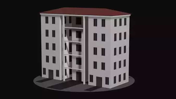 Residential urban building v1 Low-poly 3D model