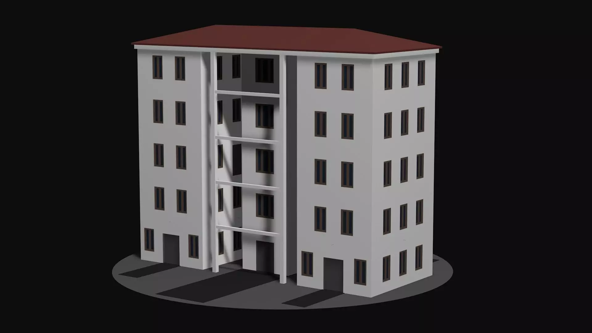 Residential urban building v1 Low-poly 3D model_0
