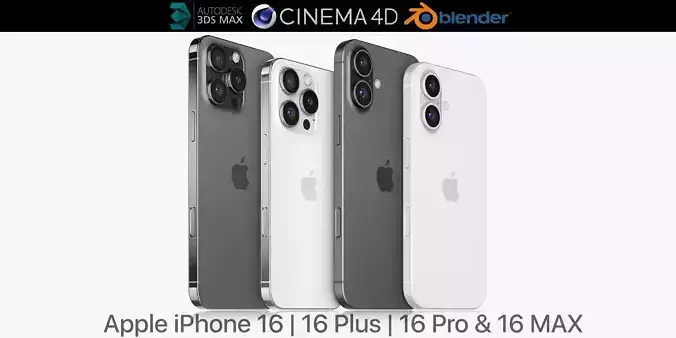 Apple iPhone 16 and 16 Plus and 16 Pro and 16 Pro MAX v1 3D model