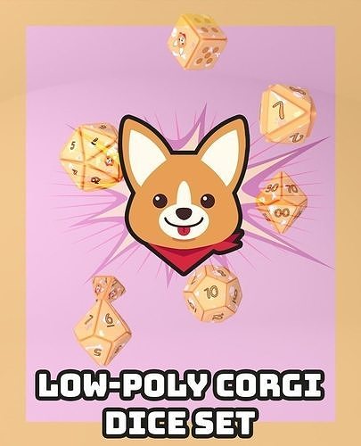 Corgi Low Poly Dice Free low-poly 3D model