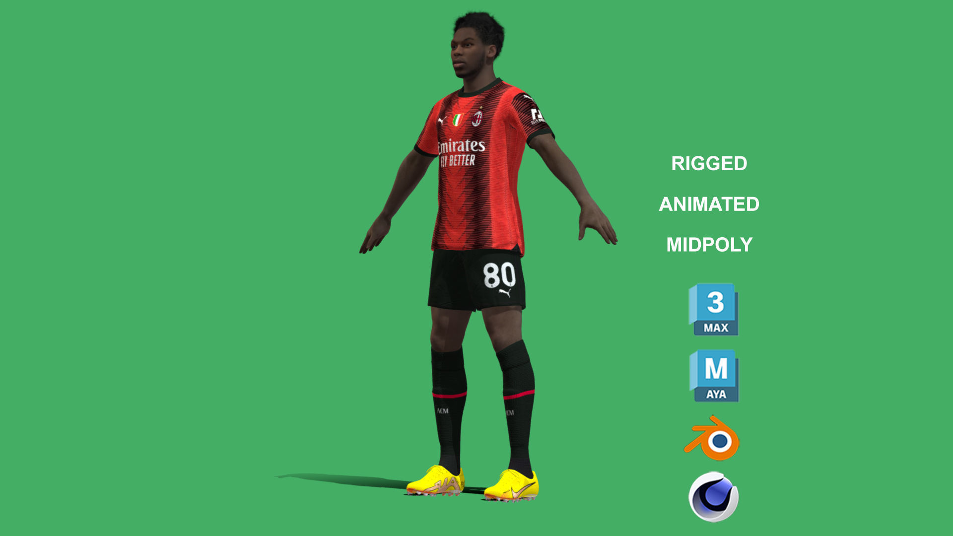 3D Rigged Yunus Musah AC Milan 2024 3D model_12