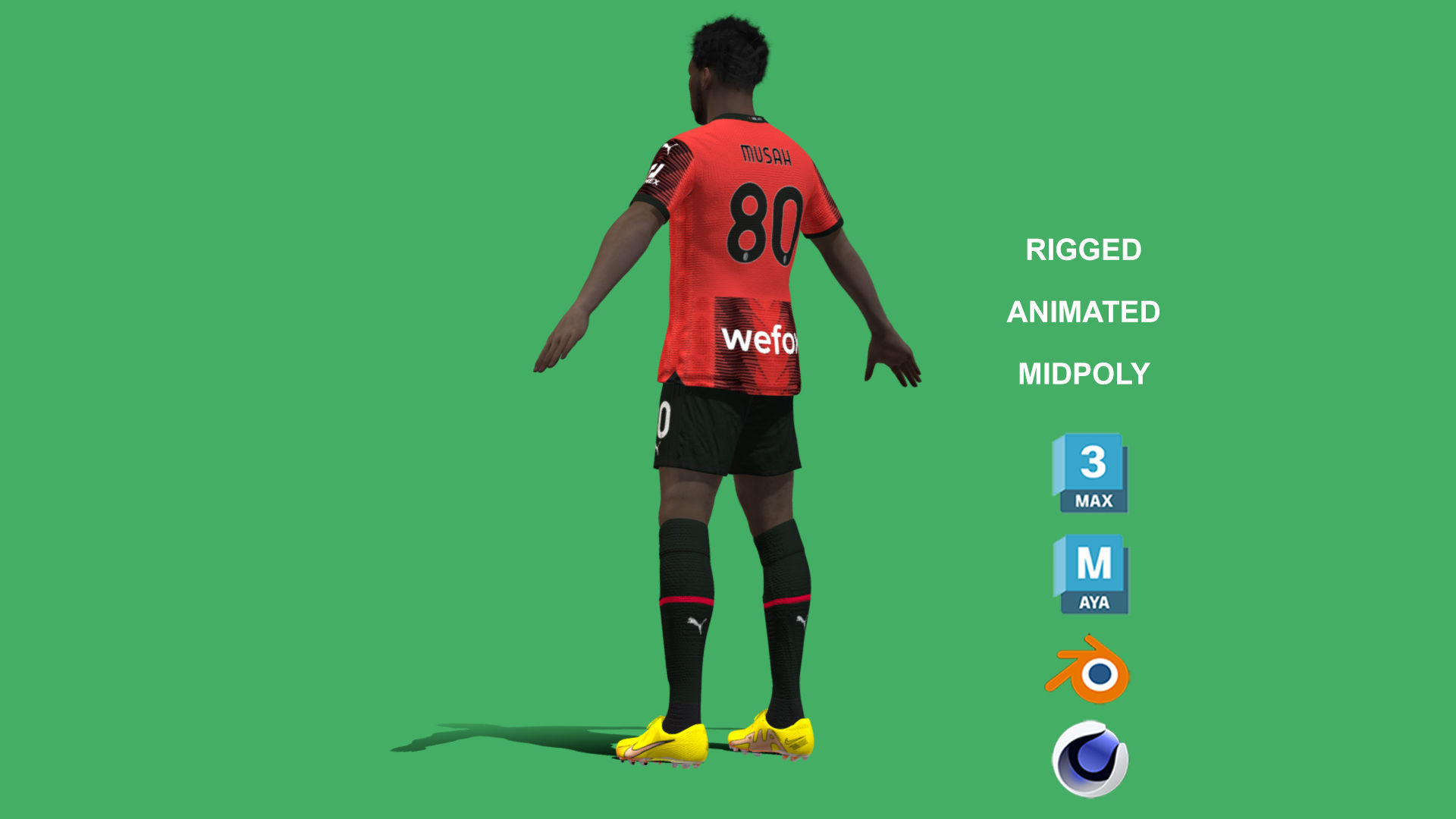 3D Rigged Yunus Musah AC Milan 2024 3D model_10