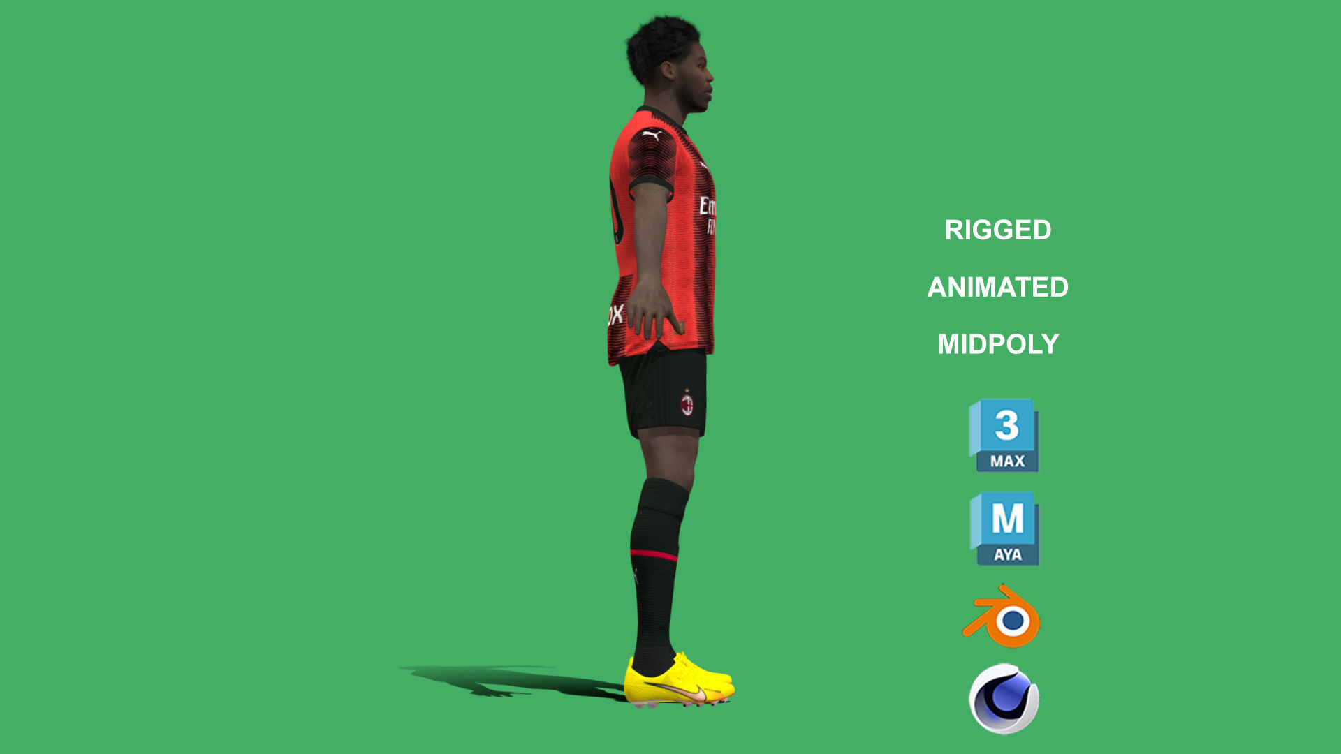 3D Rigged Yunus Musah AC Milan 2024 3D model_7