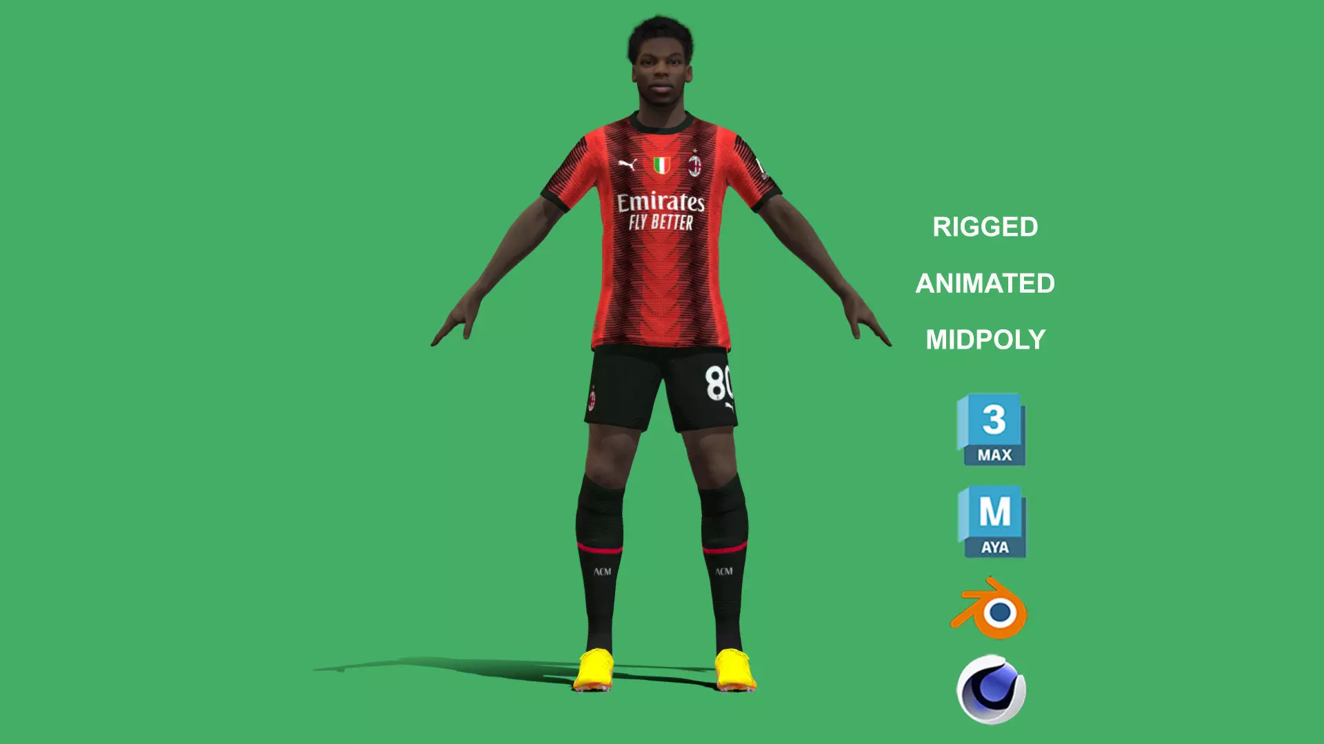 3D Rigged Yunus Musah AC Milan 2024 3D model_0