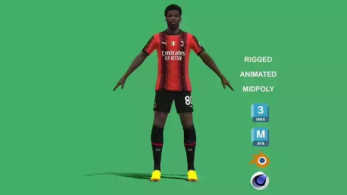 3D Rigged Yunus Musah AC Milan 2024 3D model