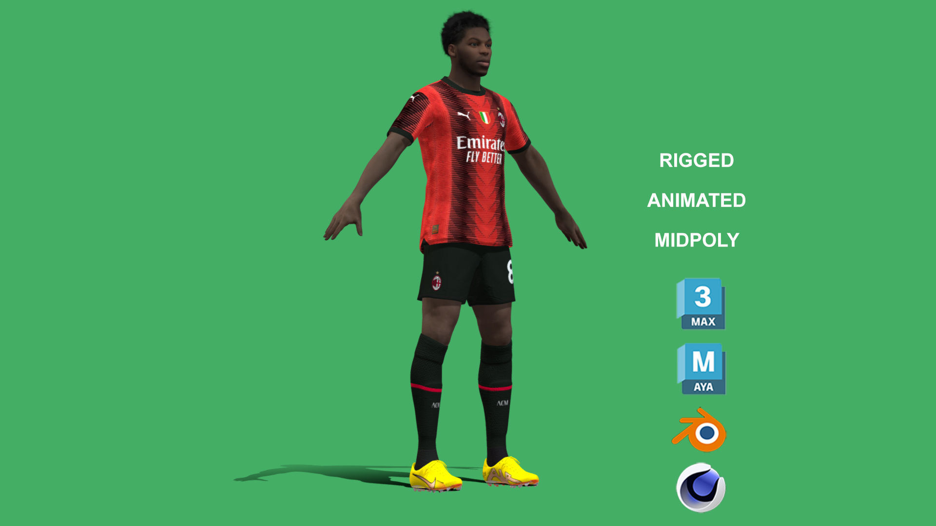 3D Rigged Yunus Musah AC Milan 2024 3D model_6