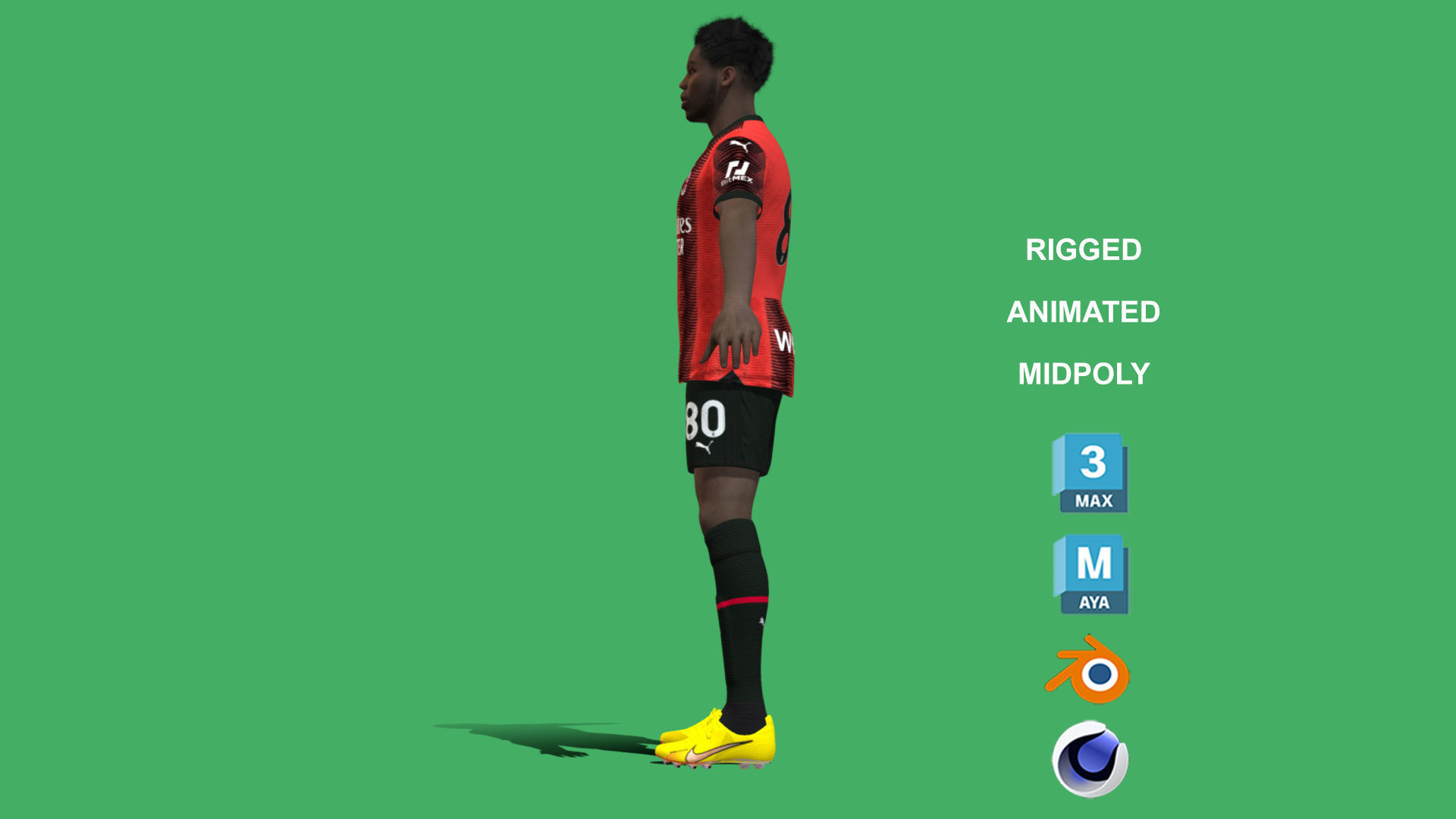 3D Rigged Yunus Musah AC Milan 2024 3D model_11