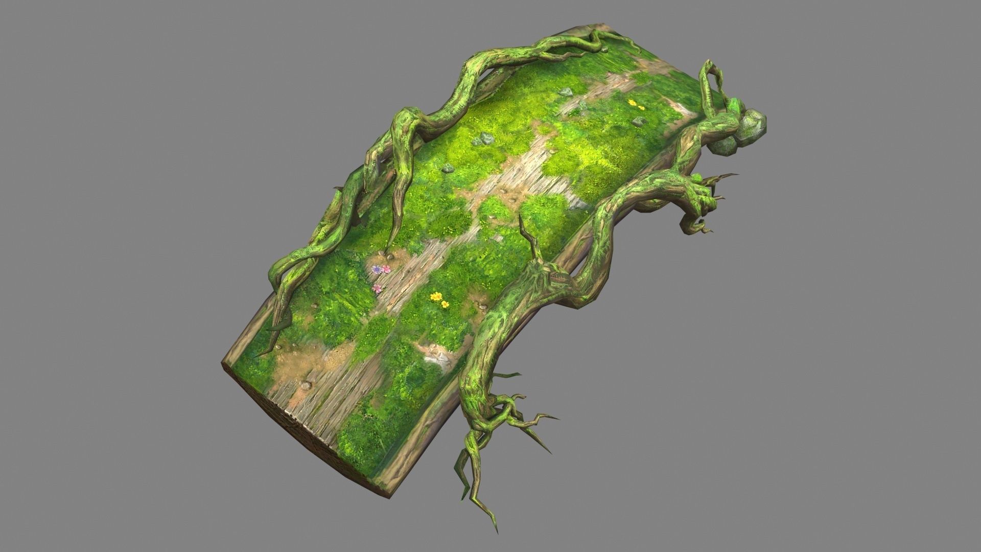 A natural wooden bridge formed by tree poles Low-poly 3D model_2