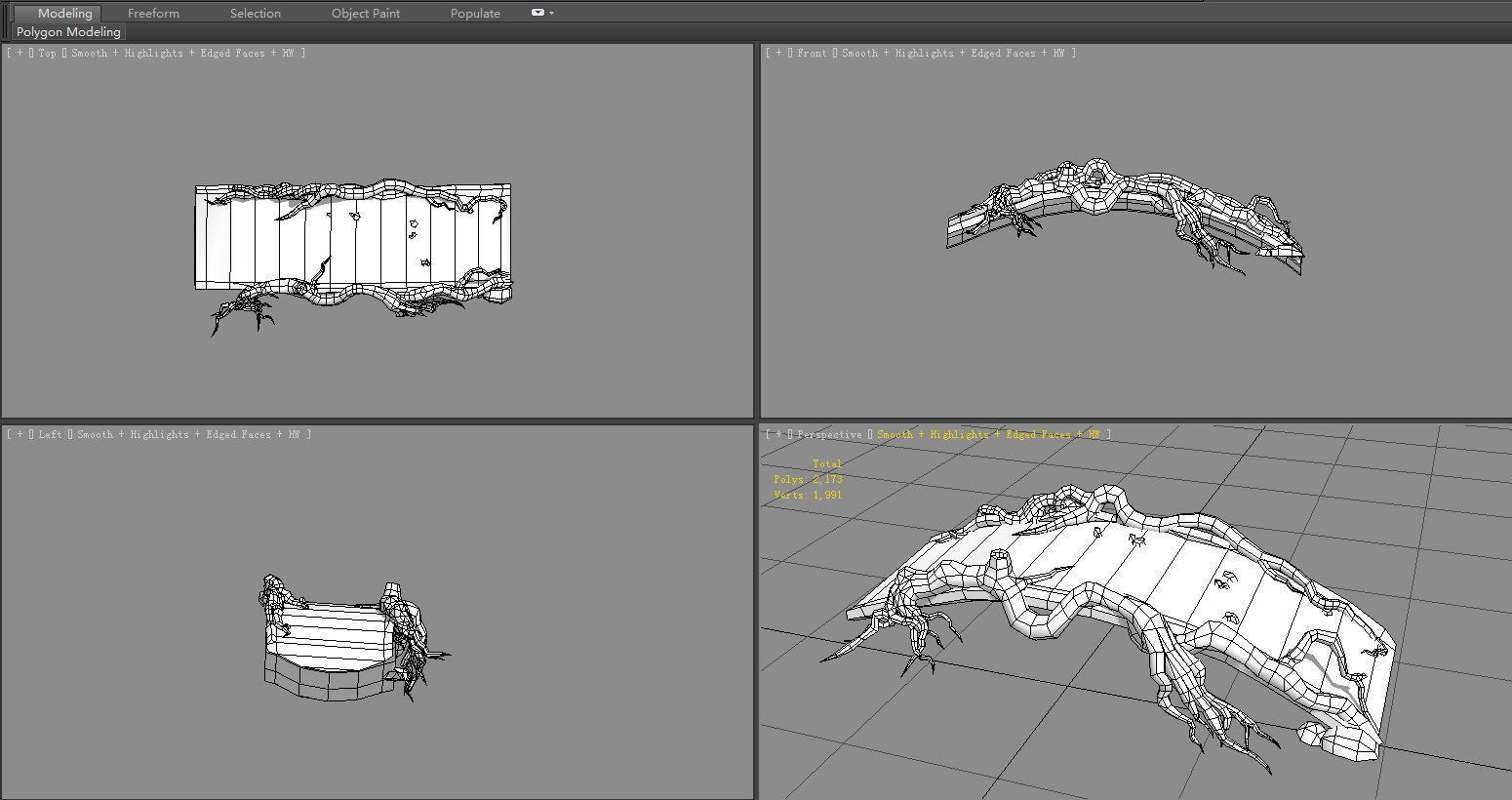 A natural wooden bridge formed by tree poles Low-poly 3D model_6
