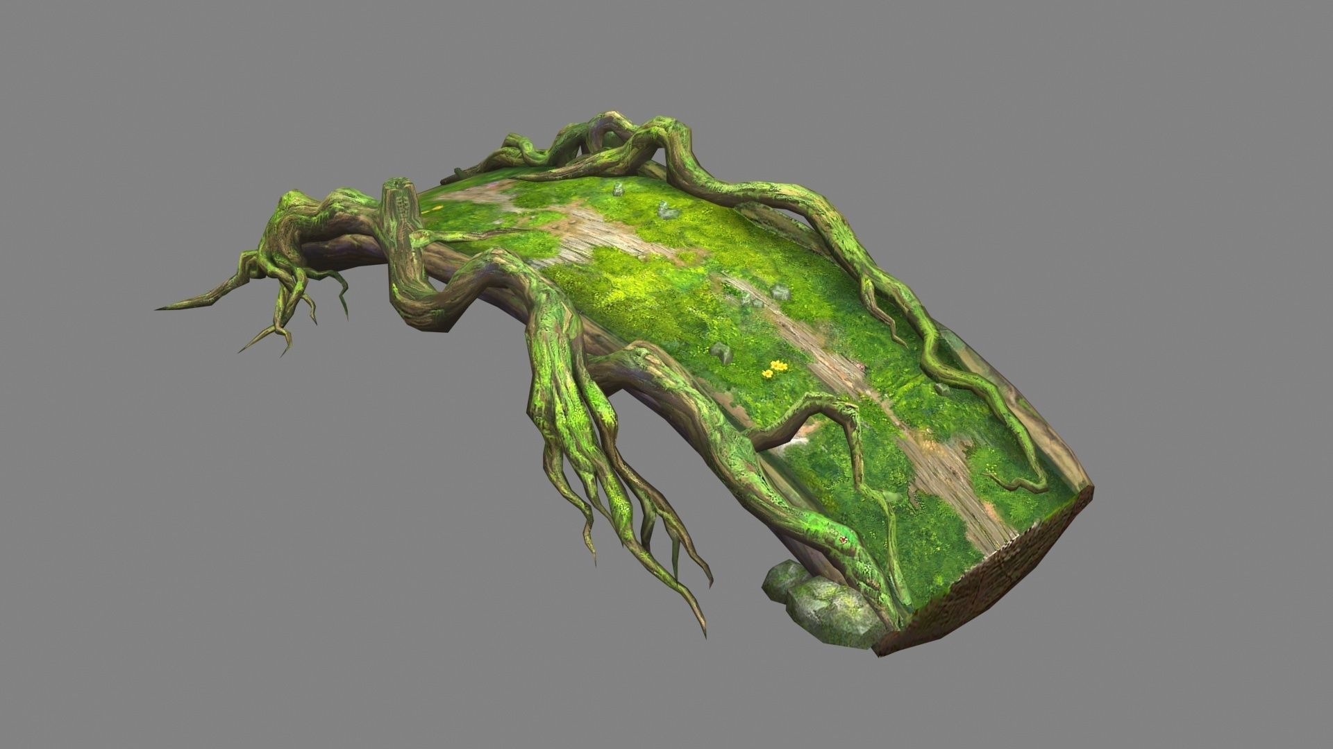 A natural wooden bridge formed by tree poles Low-poly 3D model_1