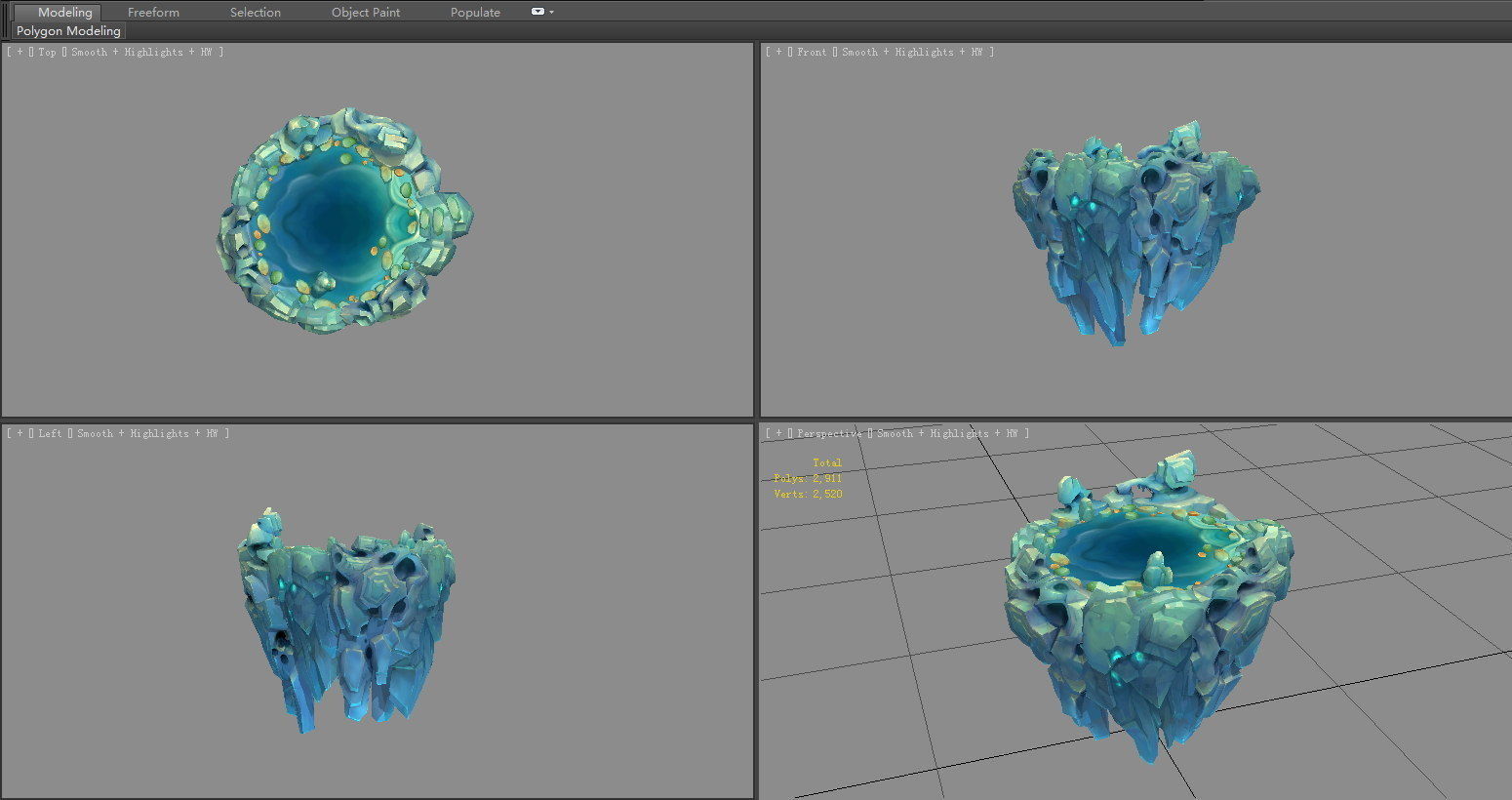 Suspended stone - Floating rock - Magic Stone - Taihu stone Low-poly 3D model_4