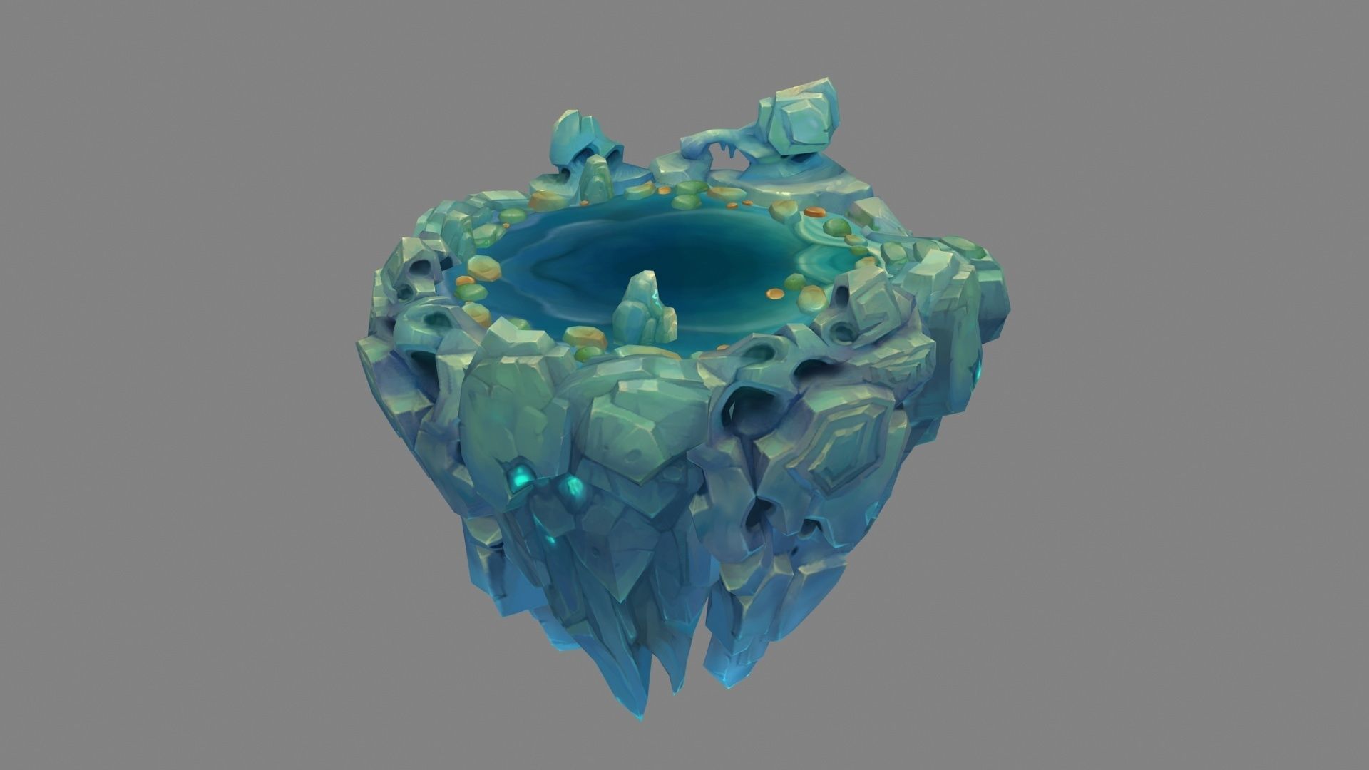 Suspended stone - Floating rock - Magic Stone - Taihu stone Low-poly 3D model_1