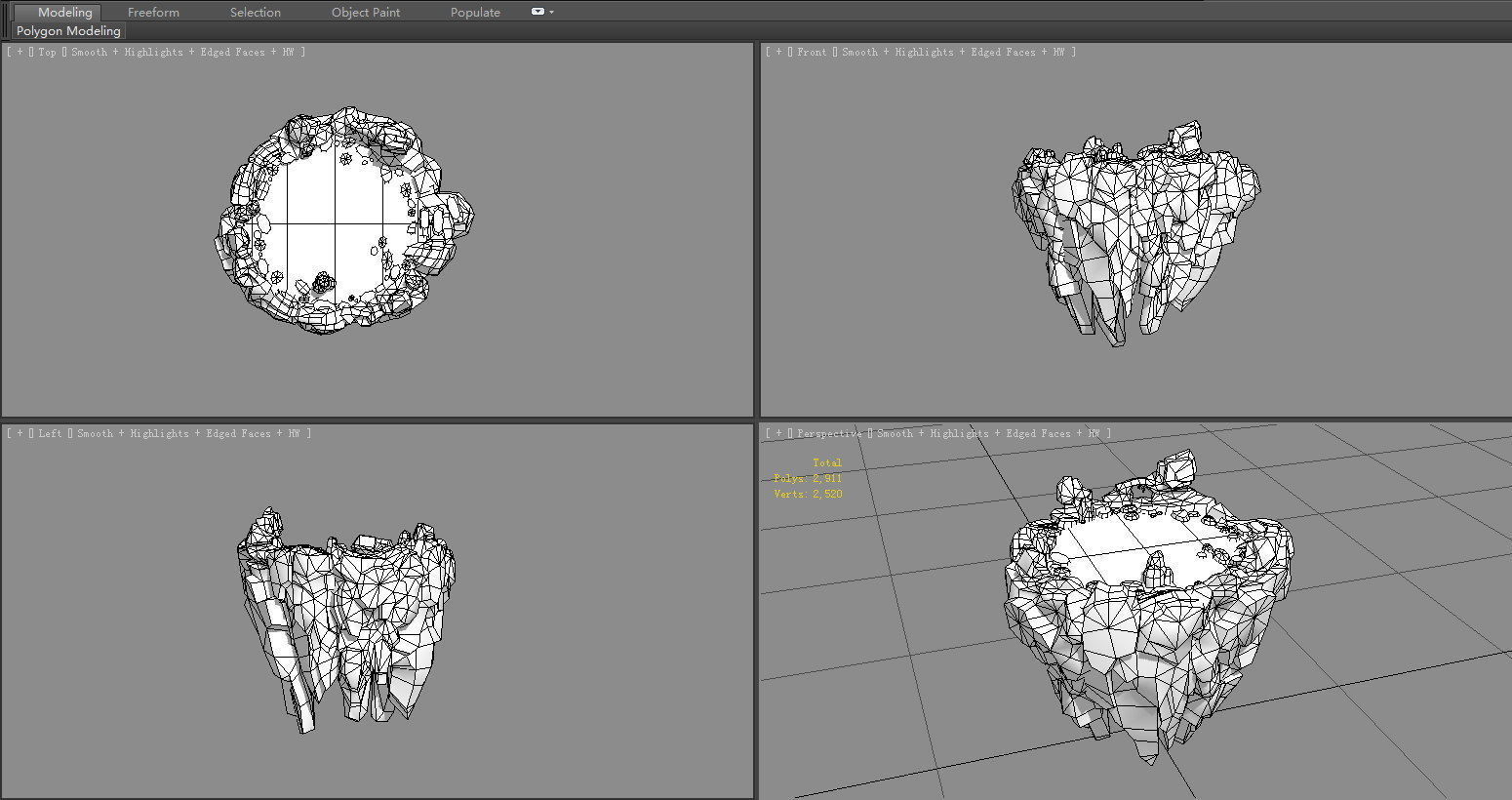 Suspended stone - Floating rock - Magic Stone - Taihu stone Low-poly 3D model_6