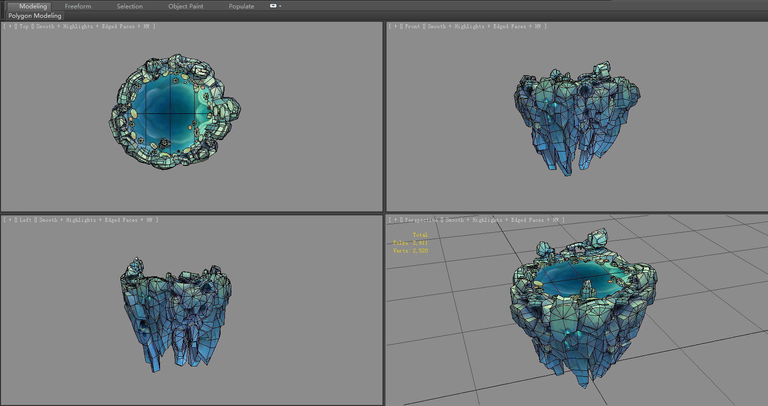 Suspended stone - Floating rock - Magic Stone - Taihu stone Low-poly 3D model_5