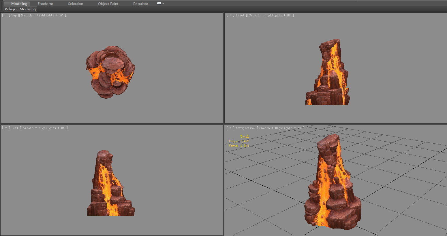 Magma stone - volcanic rock - A Low-poly 3D model_3