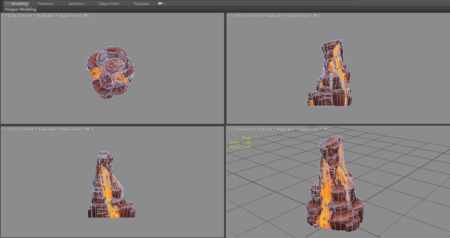 Magma stone - volcanic rock - A Low-poly 3D model_4