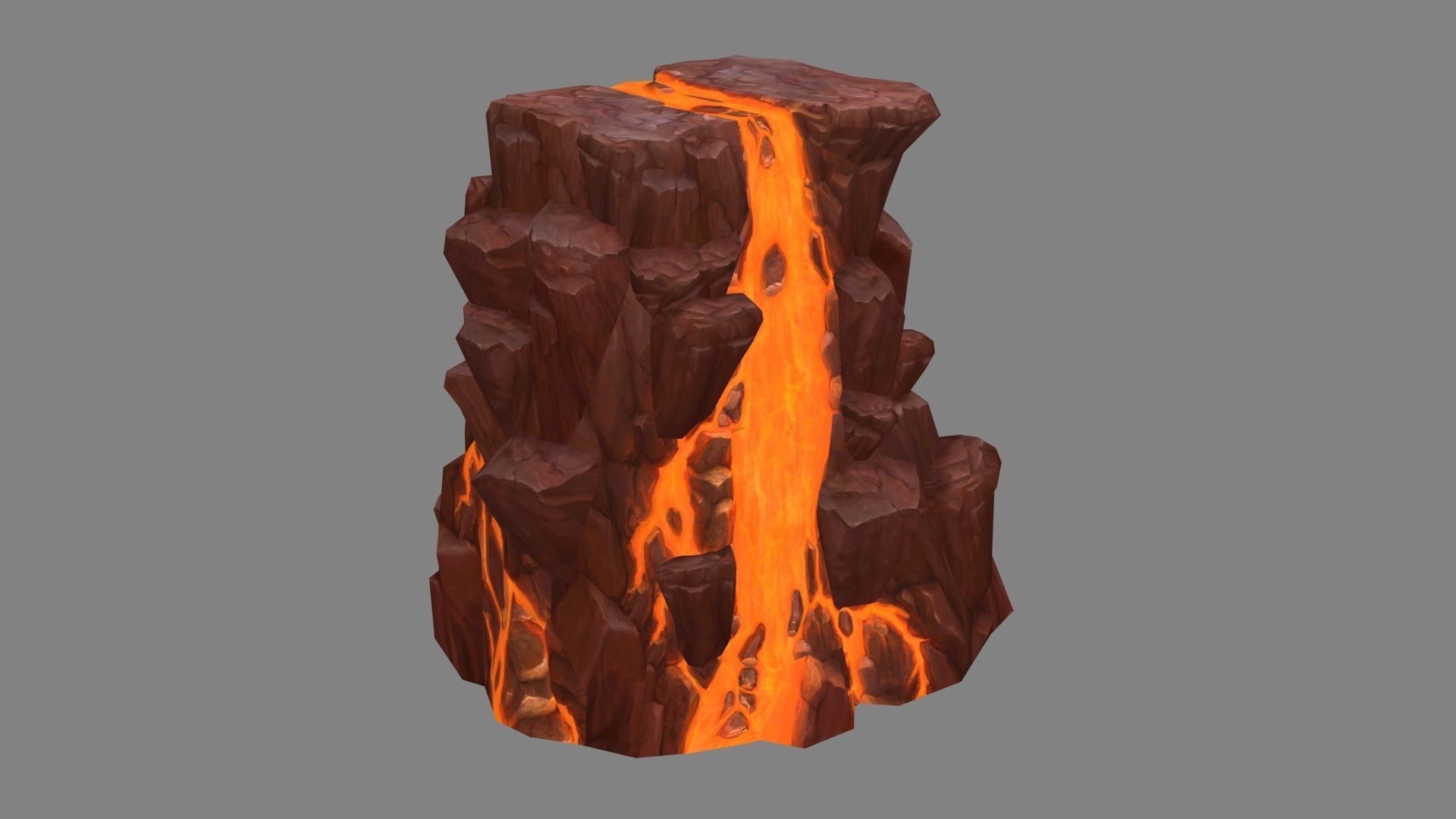 Magma stone - volcanic rock - B Low-poly 3D model_2