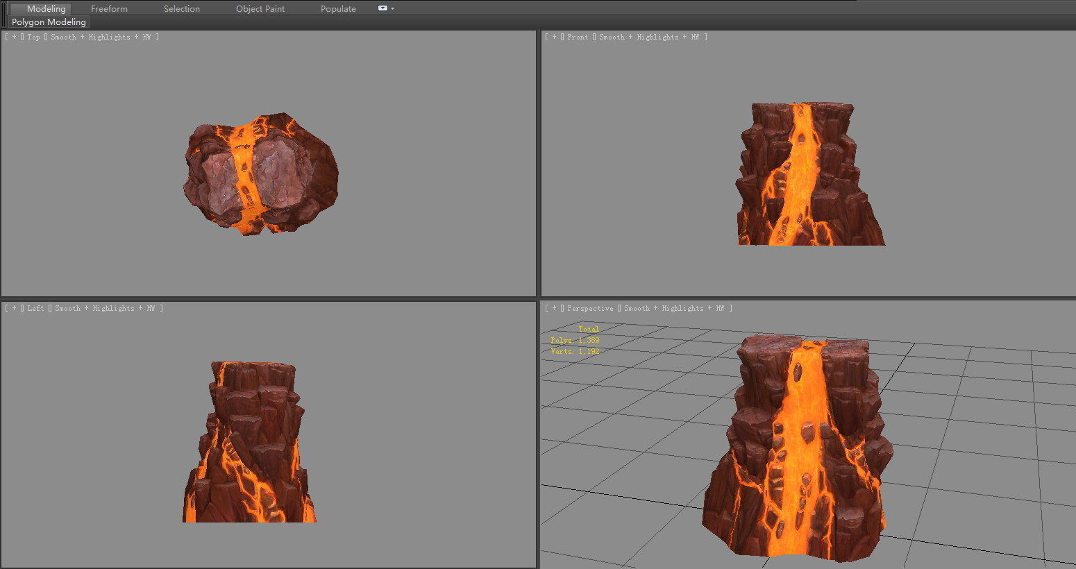 Magma stone - volcanic rock - B Low-poly 3D model_4