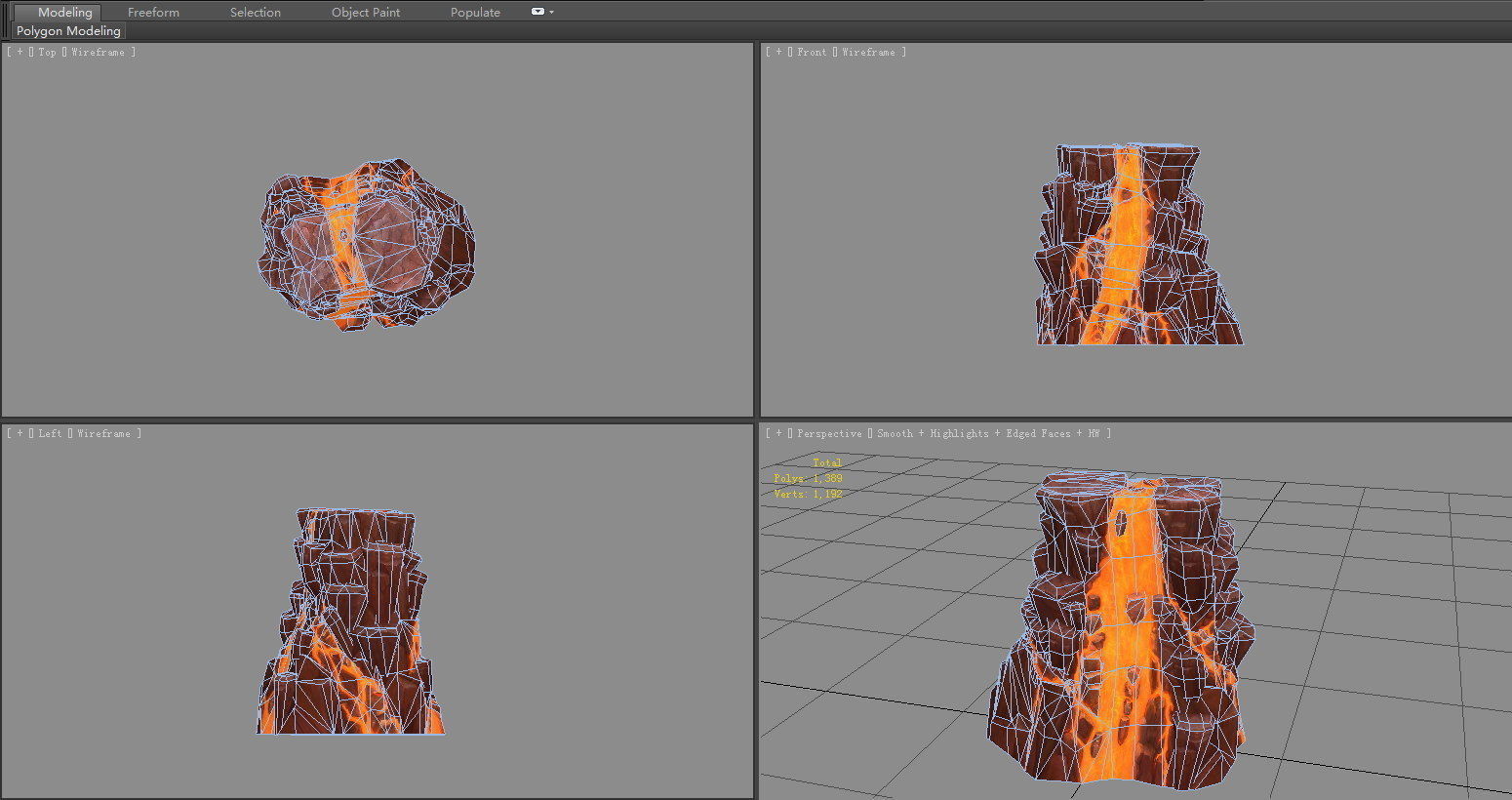 Magma stone - volcanic rock - B Low-poly 3D model_5
