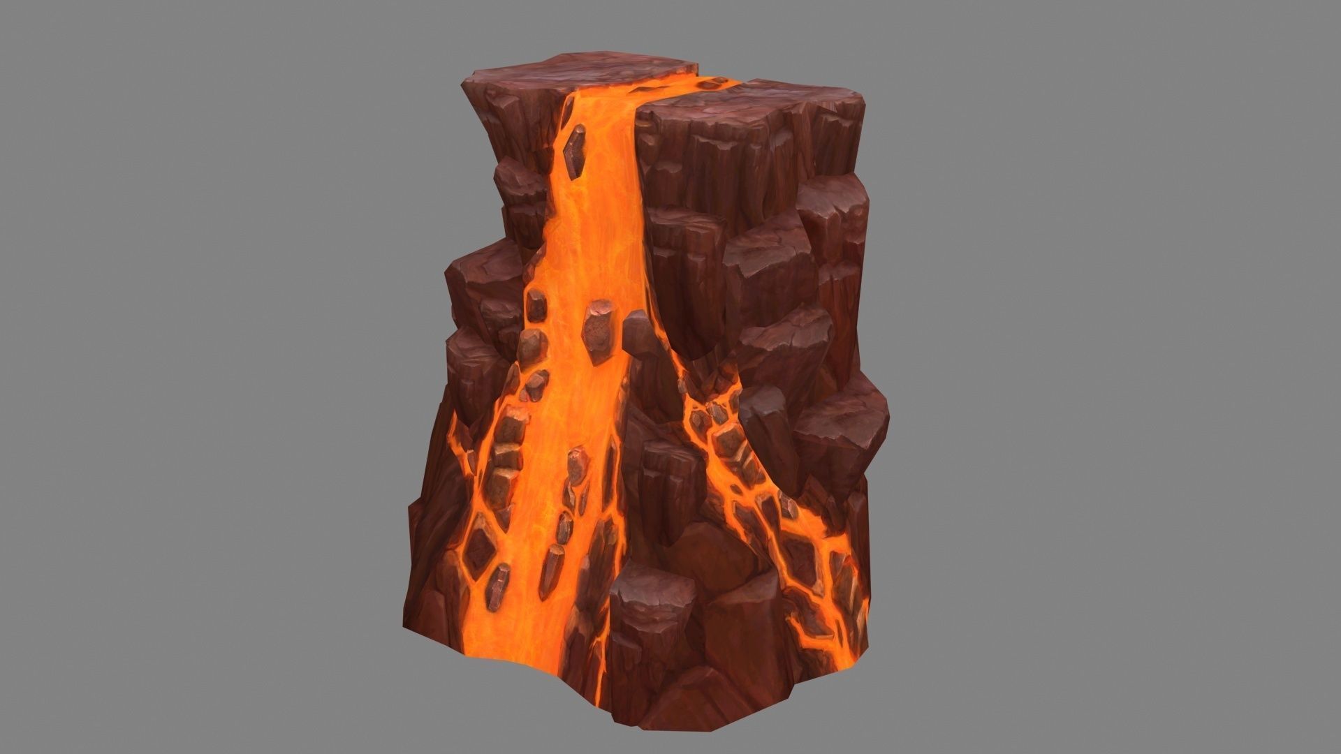 Magma stone - volcanic rock - B Low-poly 3D model_1