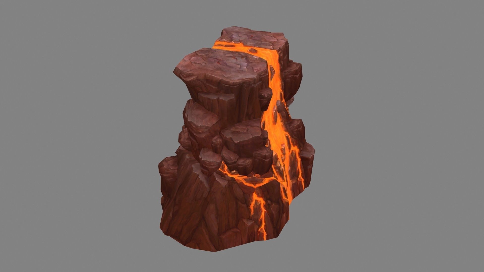 Magma stone - volcanic rock - B Low-poly 3D model_3