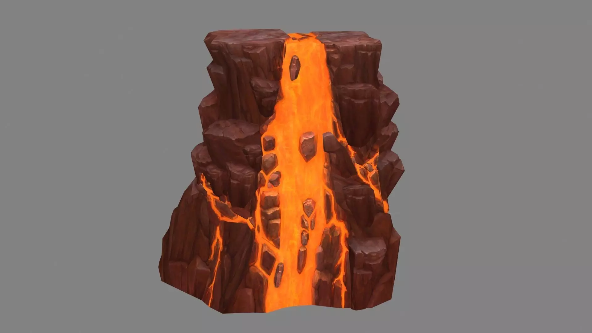 Magma stone - volcanic rock - B Low-poly 3D model_0