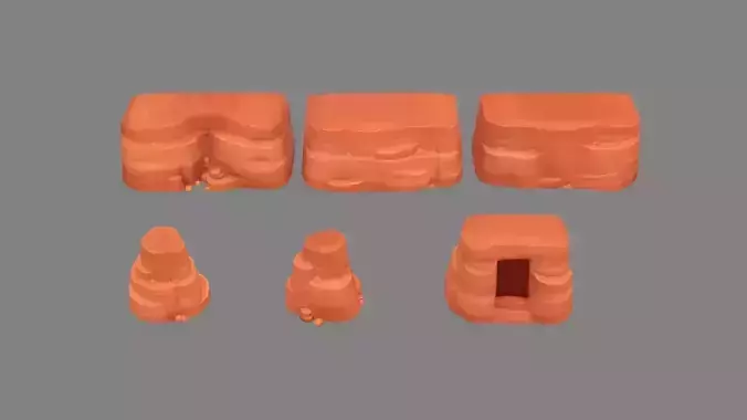 Cartoon desert mountains - rock - cave - stone