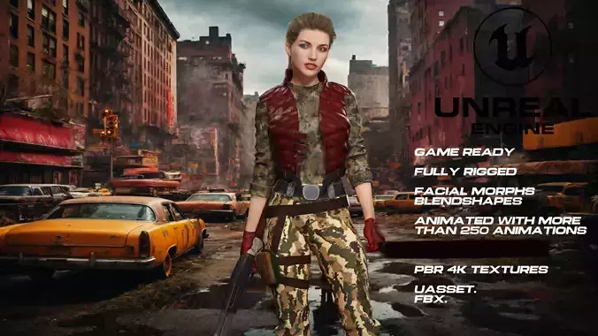 Zombie Hunter full rigged - game ready - animated 